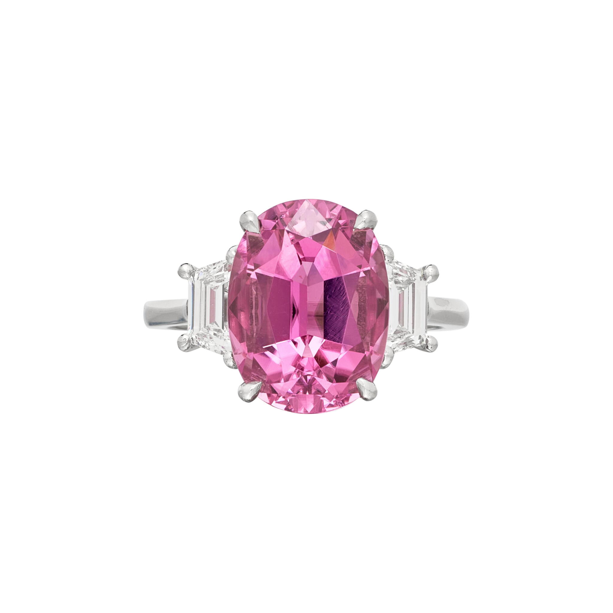 Platinum, 5.25ct Tourmaline and Diamond Ring — view 1