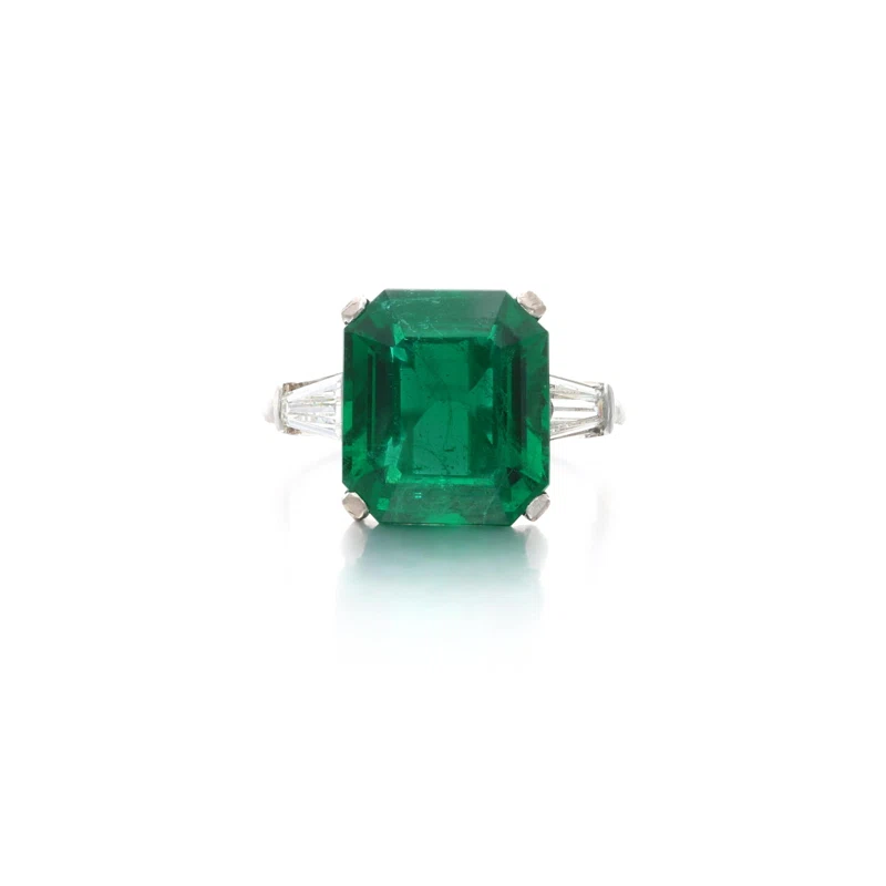 Platinum, 5.91ct Zambian Emerald and Diamond Ring