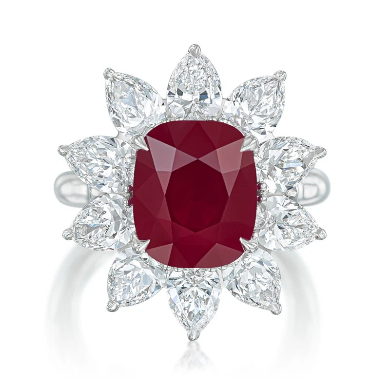 Platinum, 5.71ct Burma Ruby and Diamond Ring