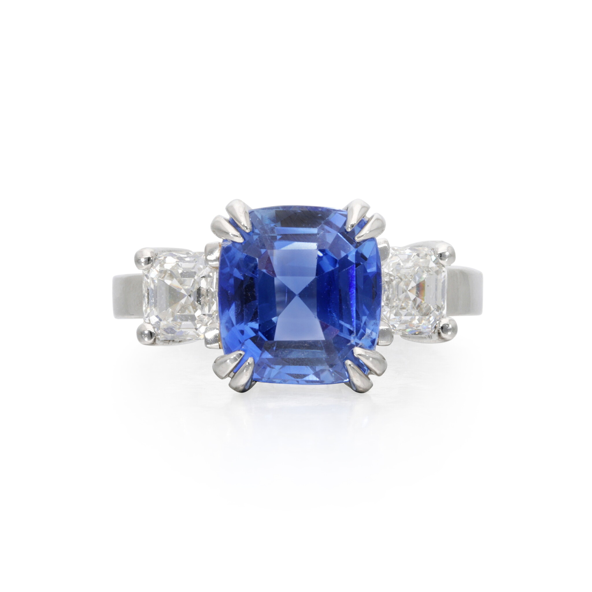 Platinum, 5.81ct Ceylon Sapphire and Diamond Ring — view 1
