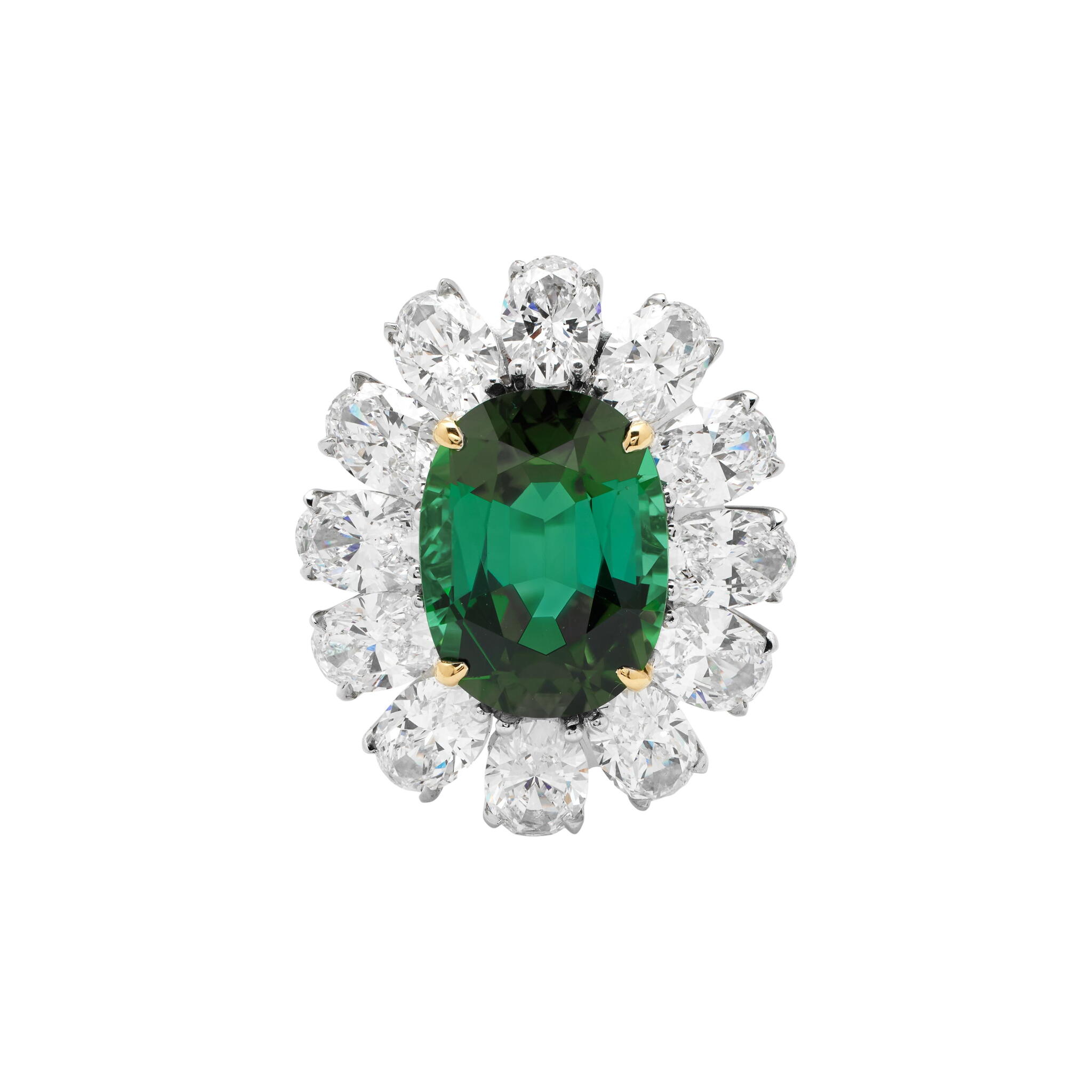 Platinum, 6.45ct Tourmaline and Diamond Ring — view 1