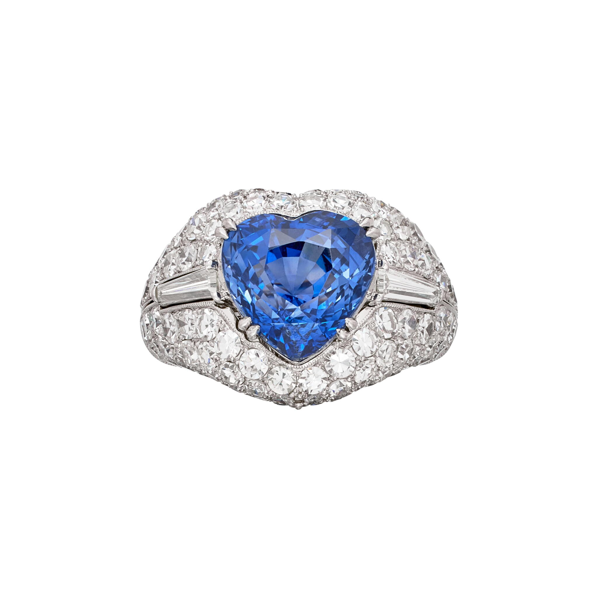 Platinum, 6.79ct Madagascar Sapphire and Diamond Convertible Ring — view 1