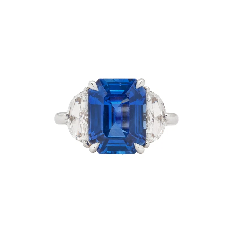 Platinum, 7.62ct Ceylon Sapphire and Diamond Ring