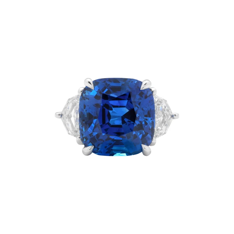Platinum, 7.87ct Ceylon Royal Blue Sapphire and Diamond Ring