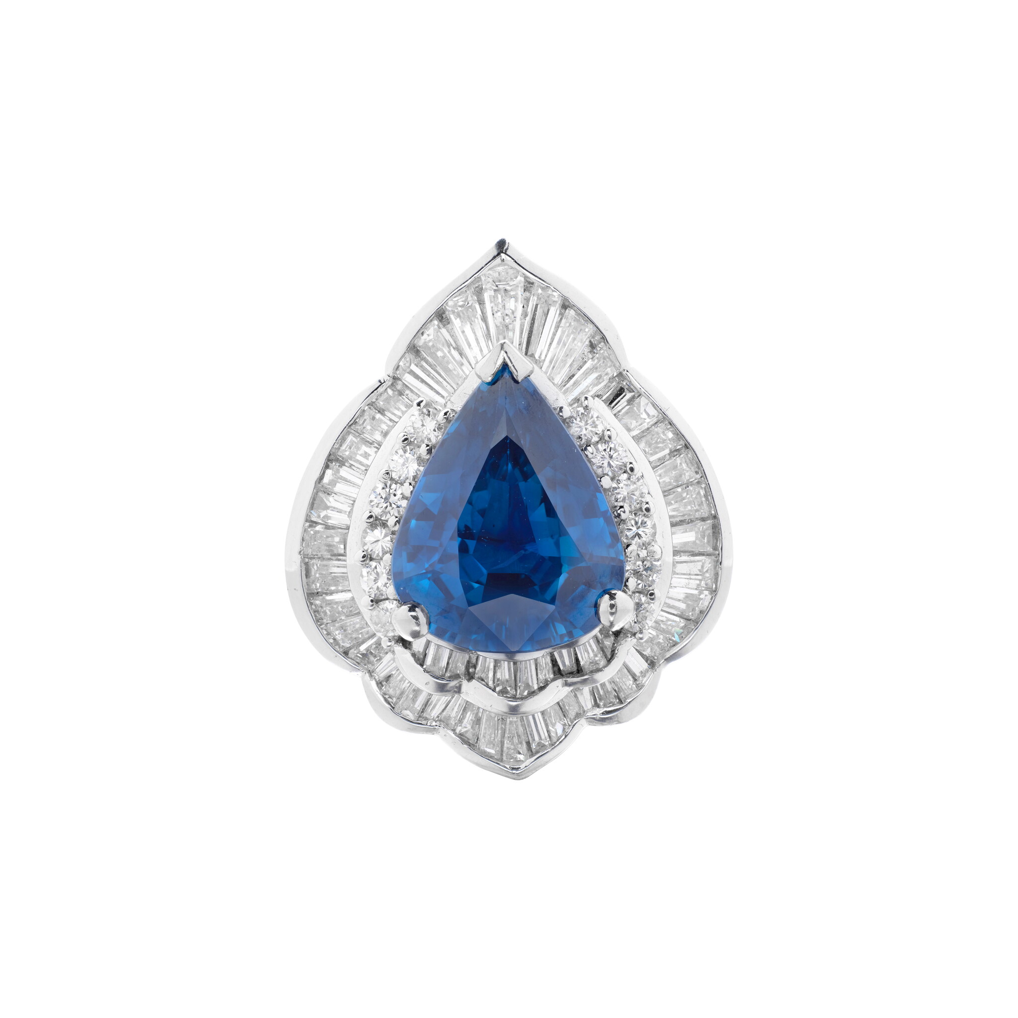 Platinum, 7.05ct African Sapphire and Diamond Convertible Ring — view 1