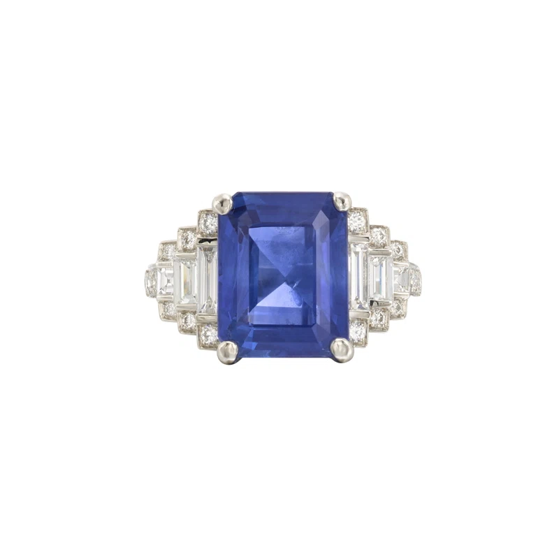 Platinum, 7.06ct Ceylon Sapphire and Diamond Ring