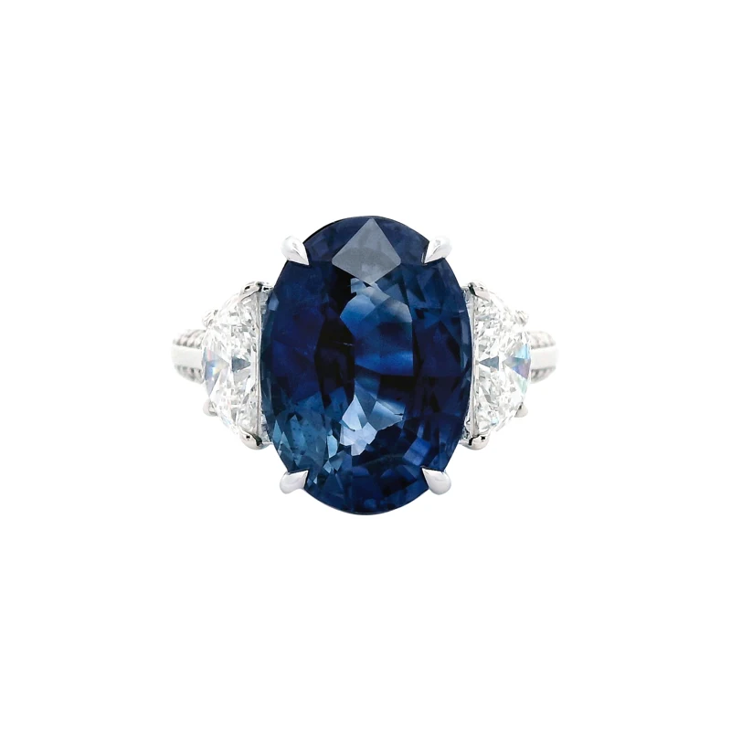 Platinum, 7.33ct Ceylon Sapphire and Diamond Ring