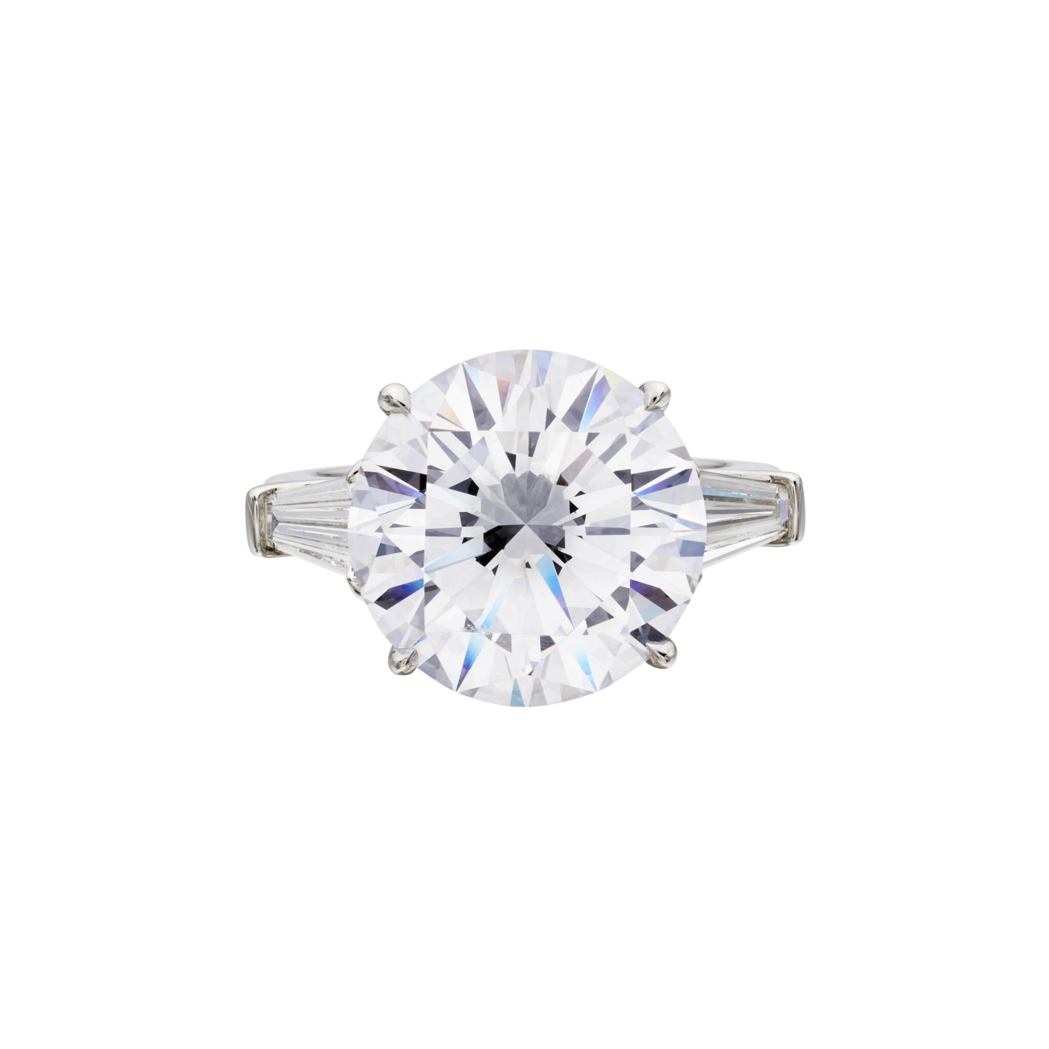 Platinum, 9.43ct Round Brilliant Cut Diamond and Diamond Engagement Ring — view 1
