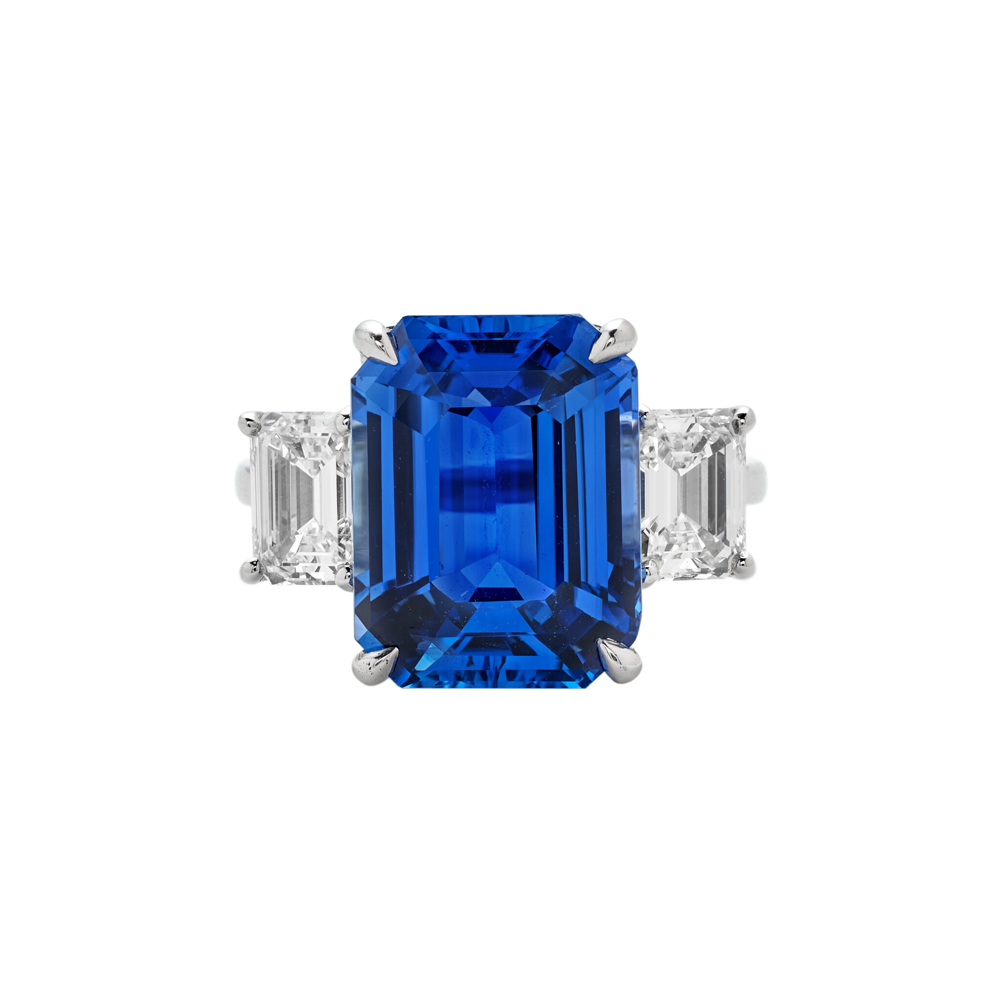 Platinum, 9.76ct Ceylon Sapphire and Diamond Ring — view 1