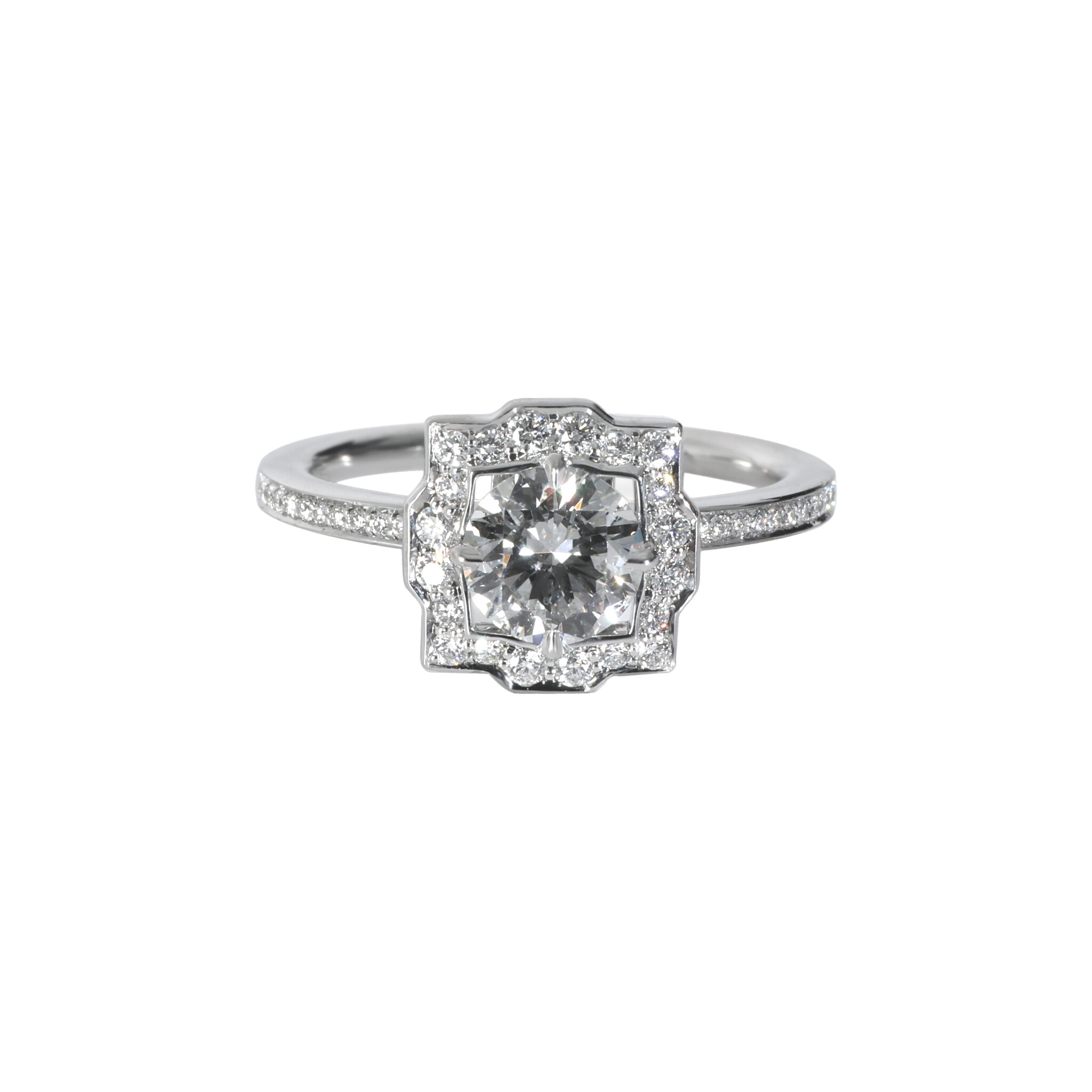Platinum and 0.55ct Round Brilliant Cut Diamond Belle Engagement Ring — view 1