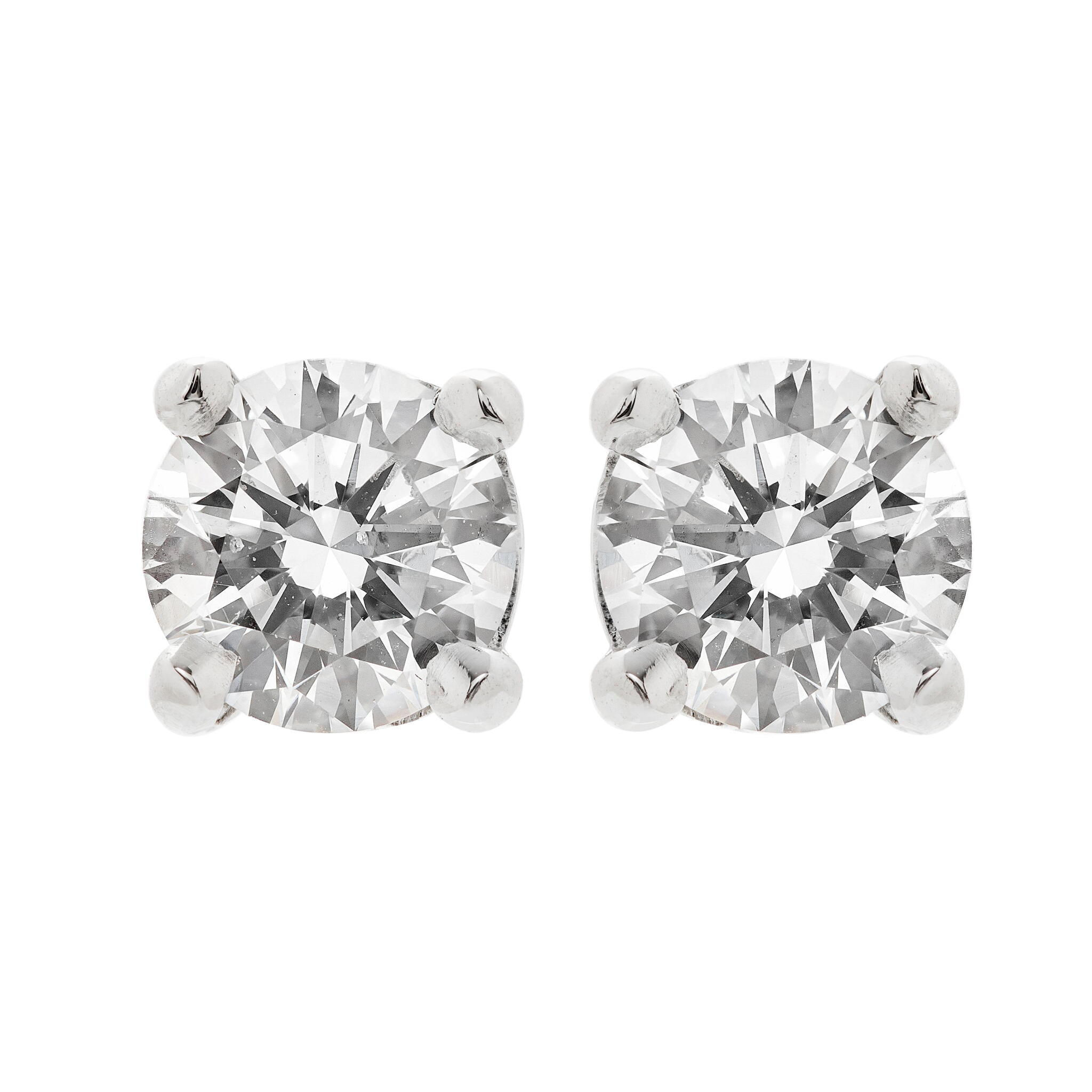 Platinum and 1.04ctw Round Brilliant Cut Diamond Stud Earrings — view 1