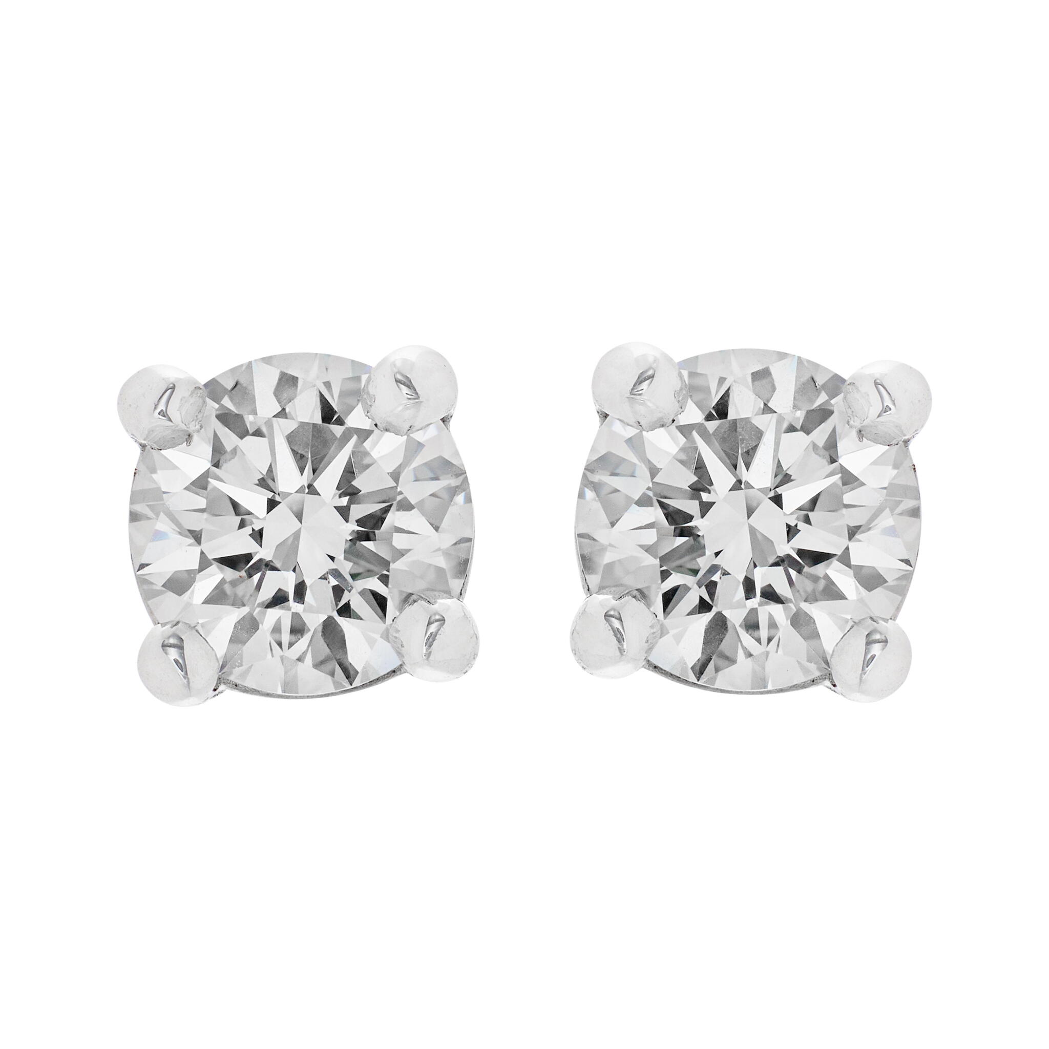 Platinum and 1.05ctw Round Brilliant Cut Diamond Stud Earrings — view 1