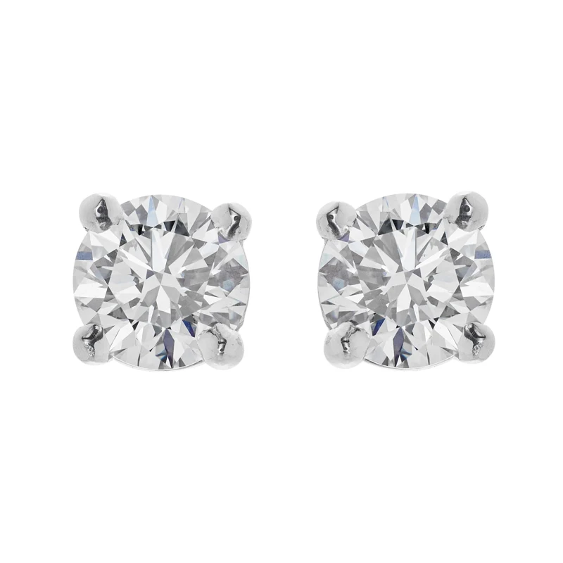 Platinum and 1.14ctw Round Brilliant Cut Diamond Stud Earrings