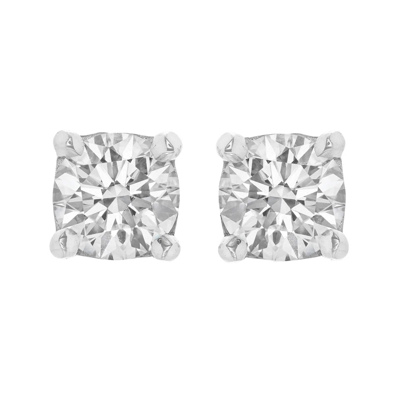 Platinum and 1.16ctw Round Brilliant Cut Diamond Stud Earrings