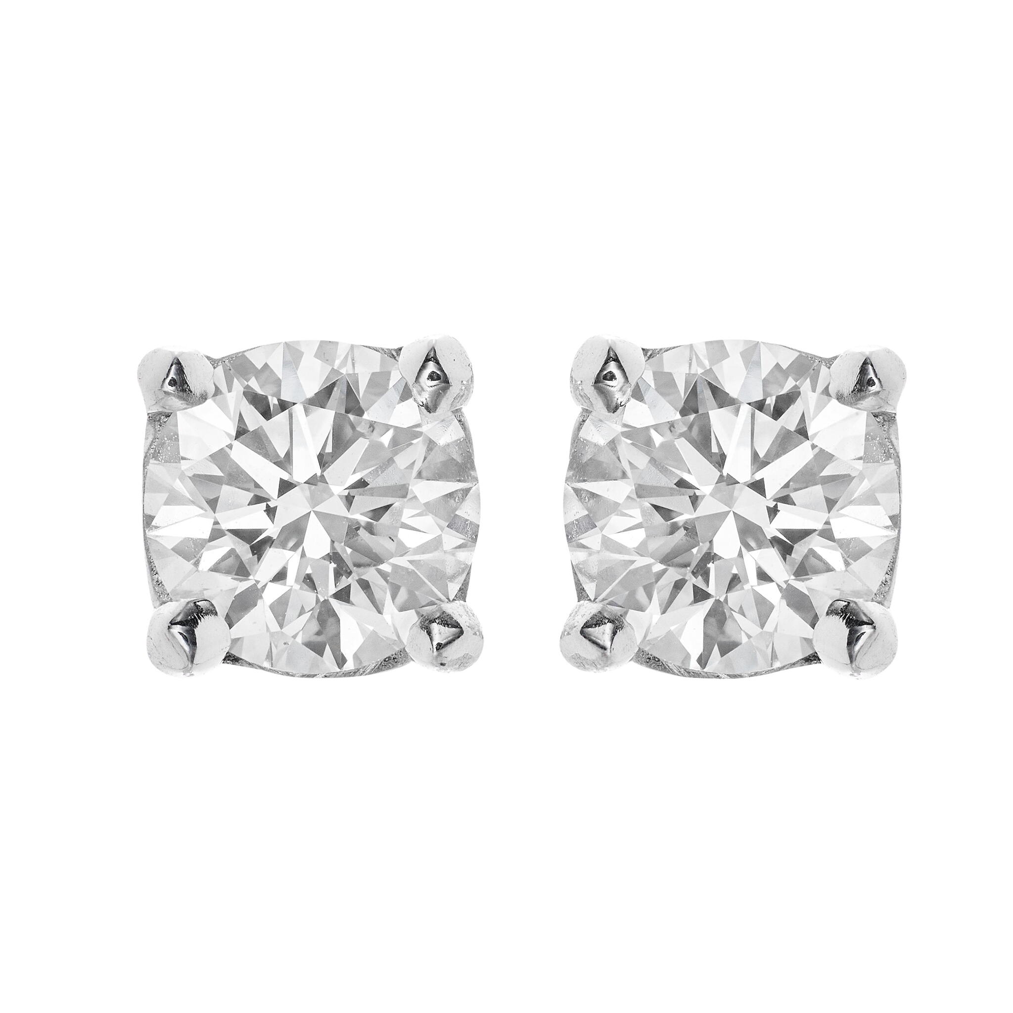 Platinum and 1.20ctw Round Brilliant Cut Diamond Stud Earrings — view 1