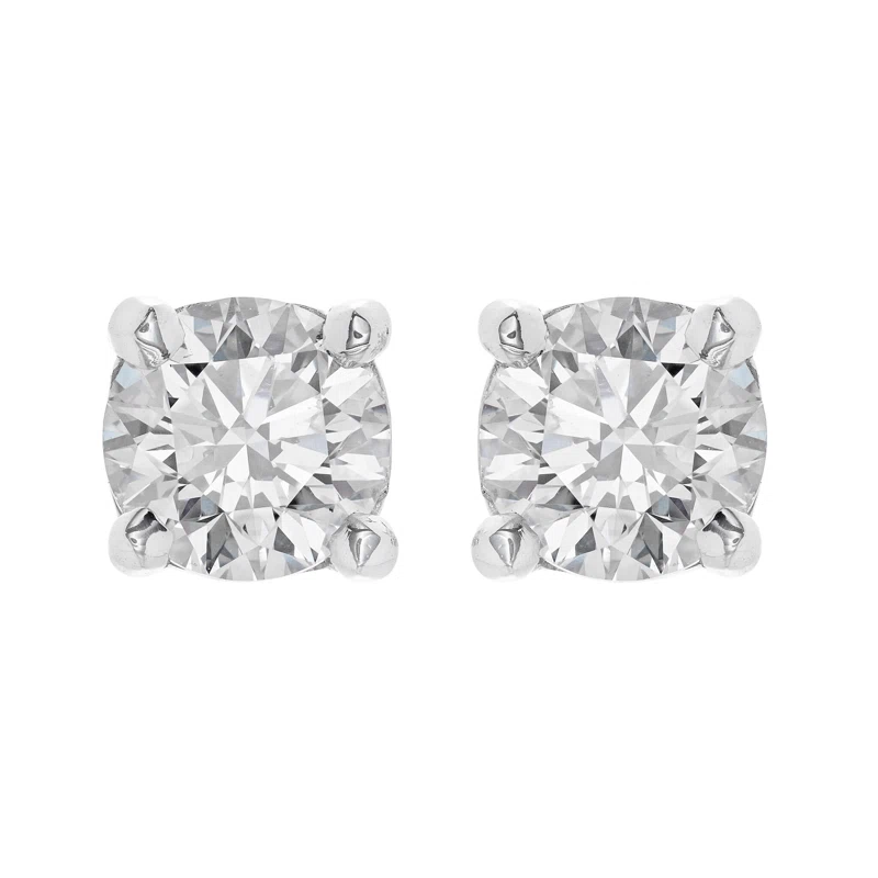 Platinum and 1.40ctw Round Brilliant Cut Diamond Stud Earrings