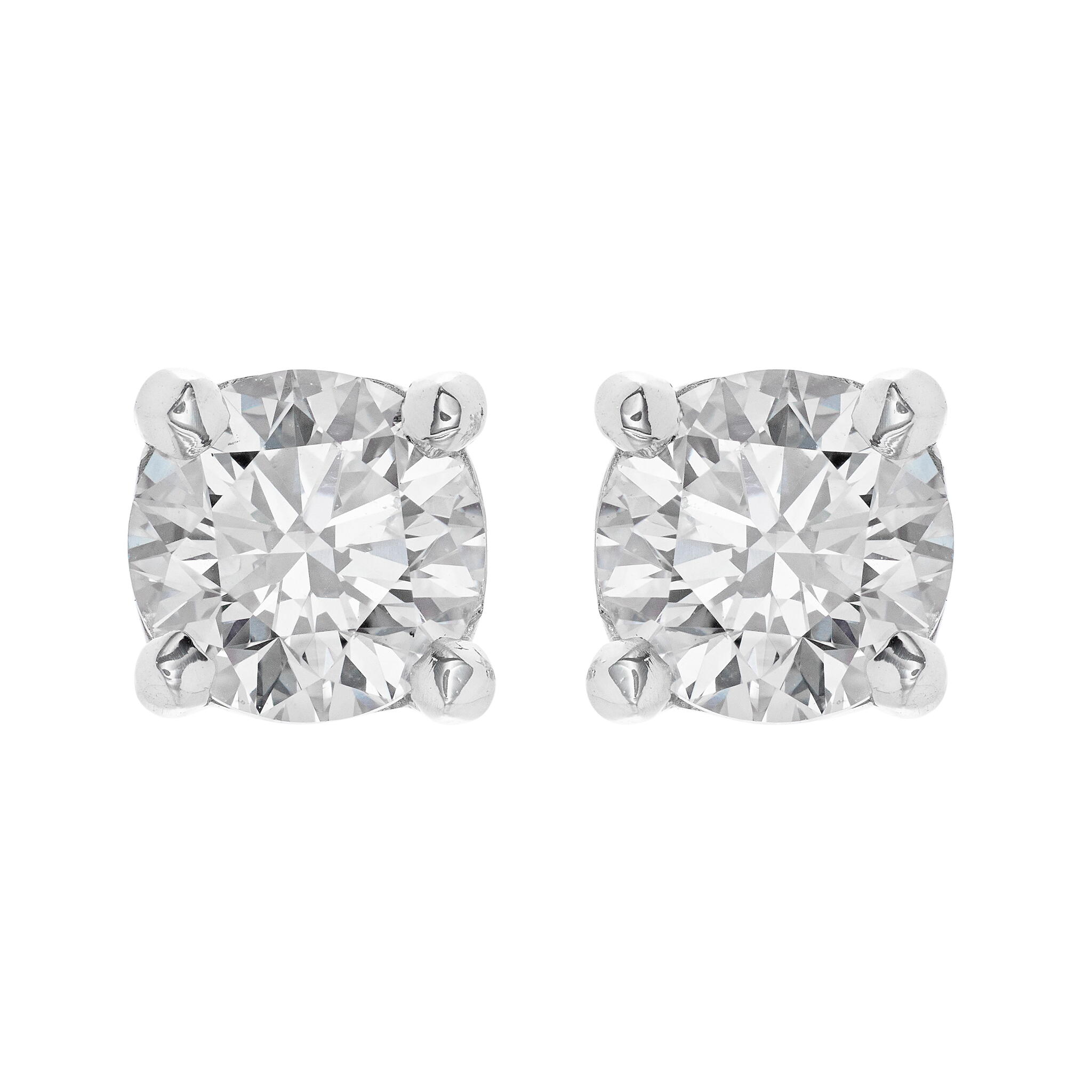 Platinum and 1.40ctw Round Brilliant Cut Diamond Stud Earrings — view 1