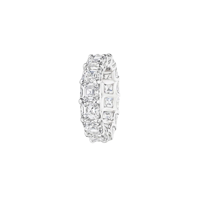 Platinum and 10.13ctw Asscher Cut Diamond Eternity Band Ring