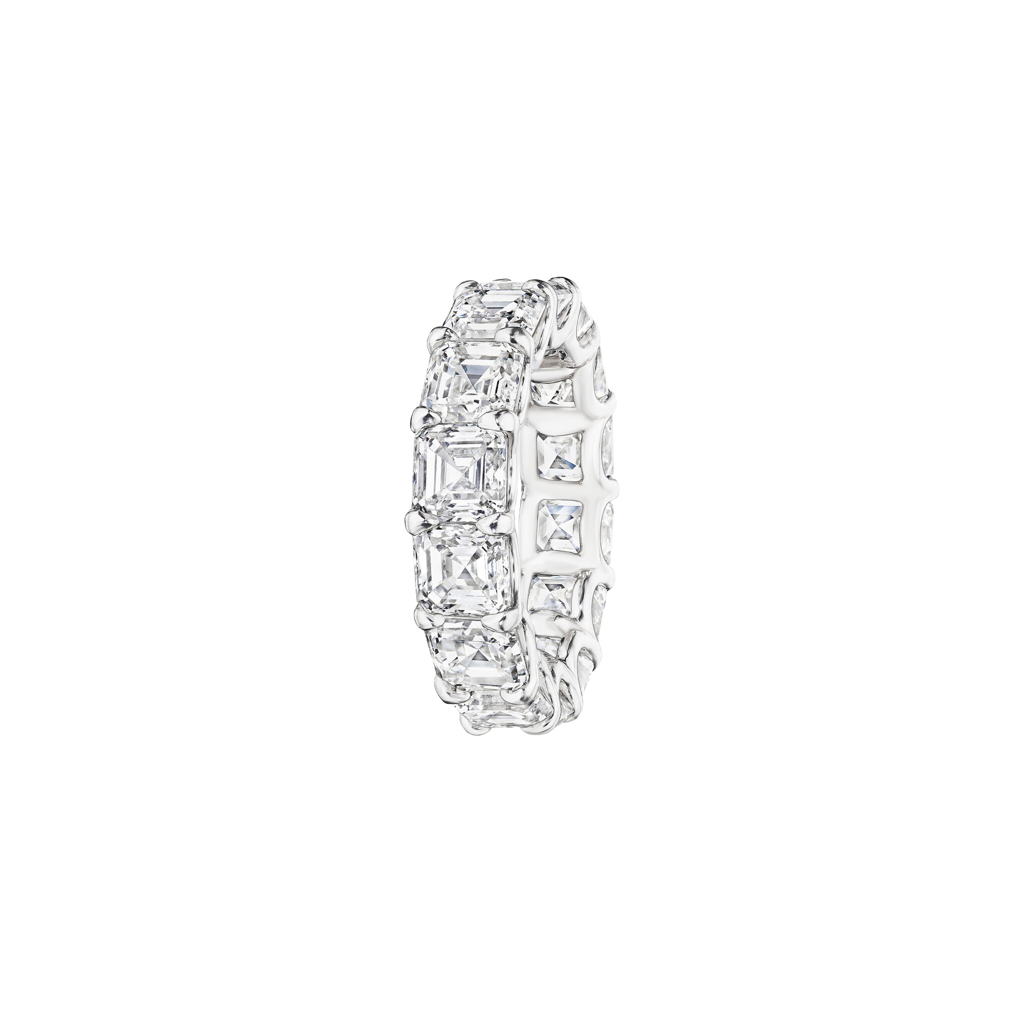 Platinum and 10.13ctw Asscher Cut Diamond Eternity Band Ring — view 1
