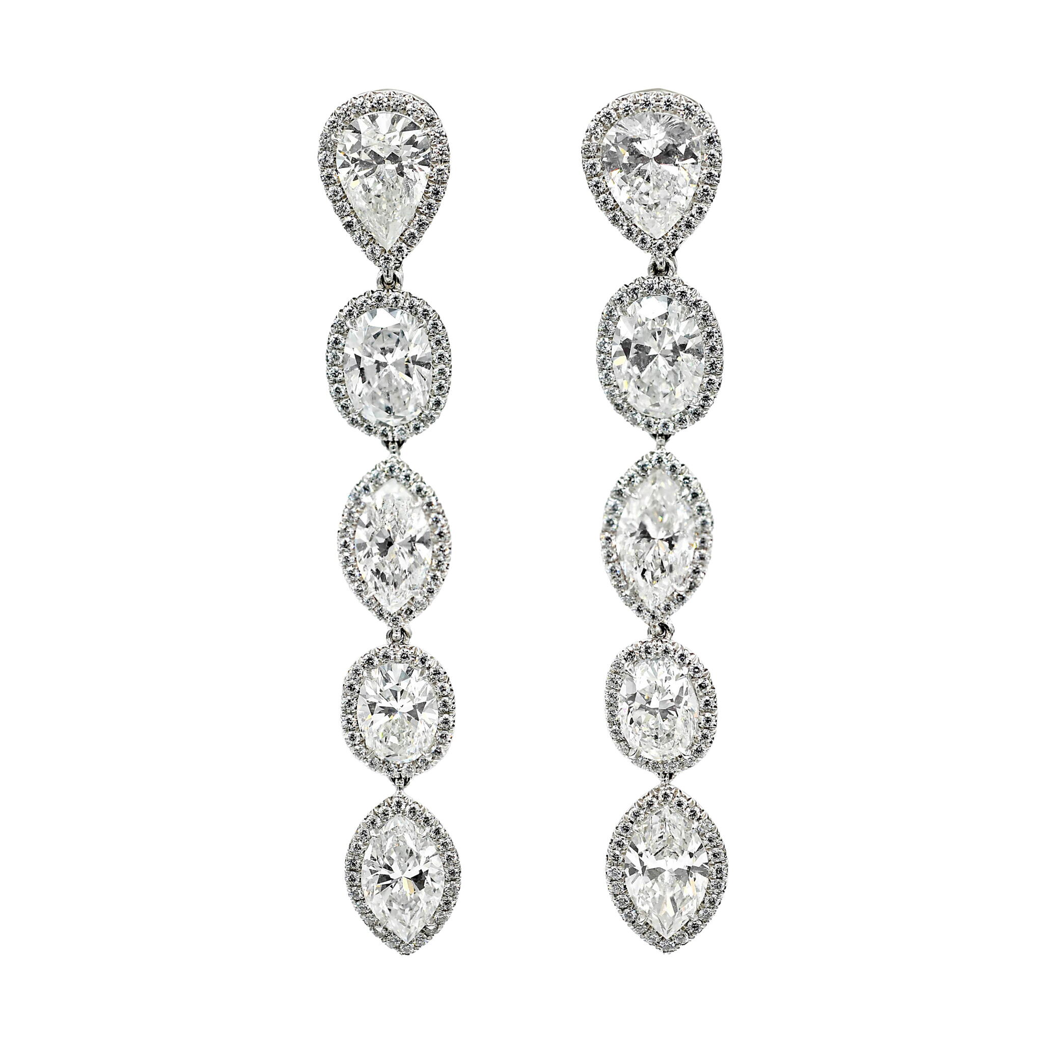 Platinum and 10.74ctw Fancy Cut Diamond Drop Earrings — view 1