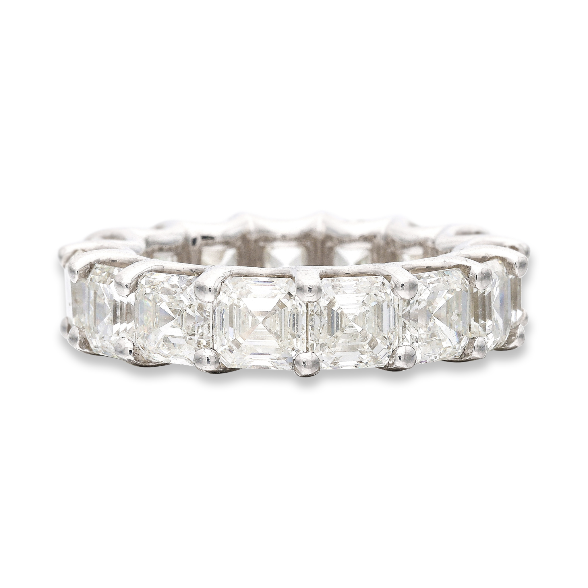 Platinum and 10.95ctw Asscher Cut Diamond Eternity Band Ring — view 1