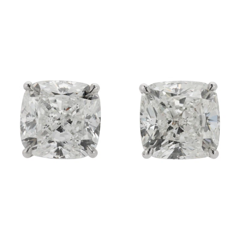 Platinum and 10.04ctw Cushion Cut Diamond Stud Earrings