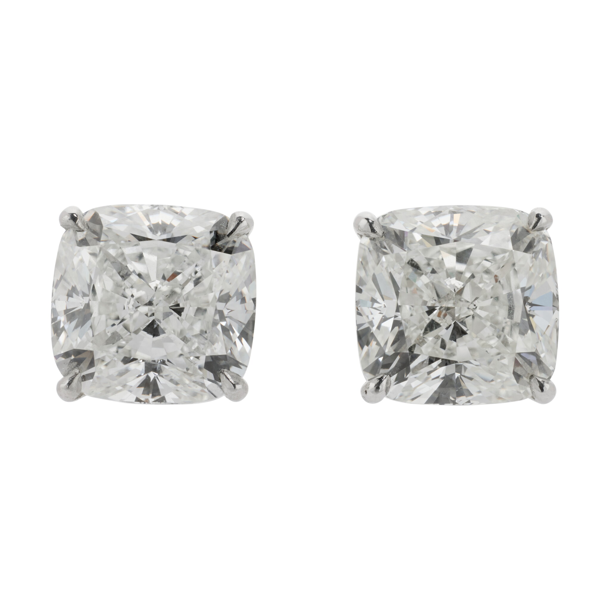 Platinum and 10.04ctw Cushion Cut Diamond Stud Earrings — view 1
