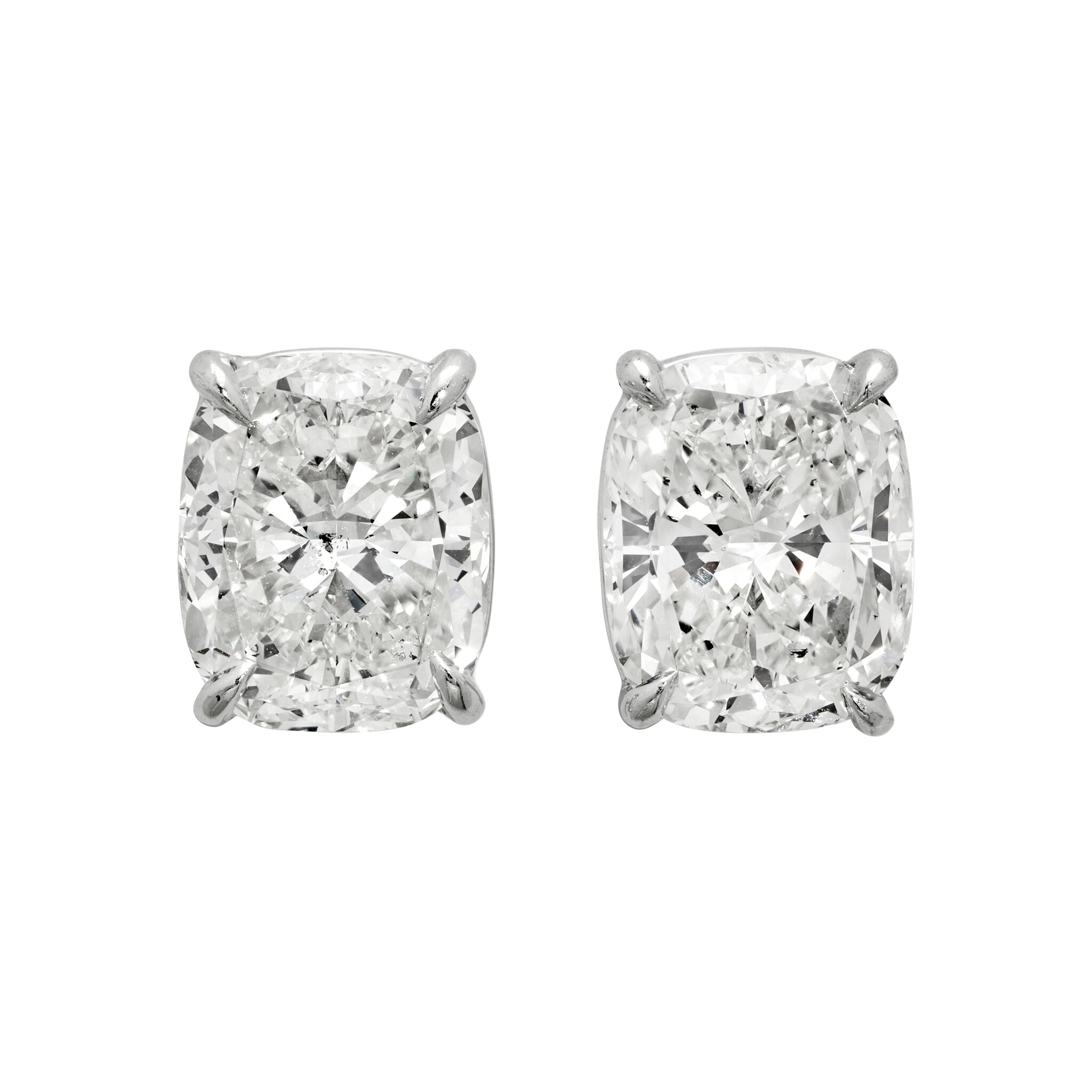 Platinum and 10.21ctw Cushion Cut Diamond Stud Earrings — view 1