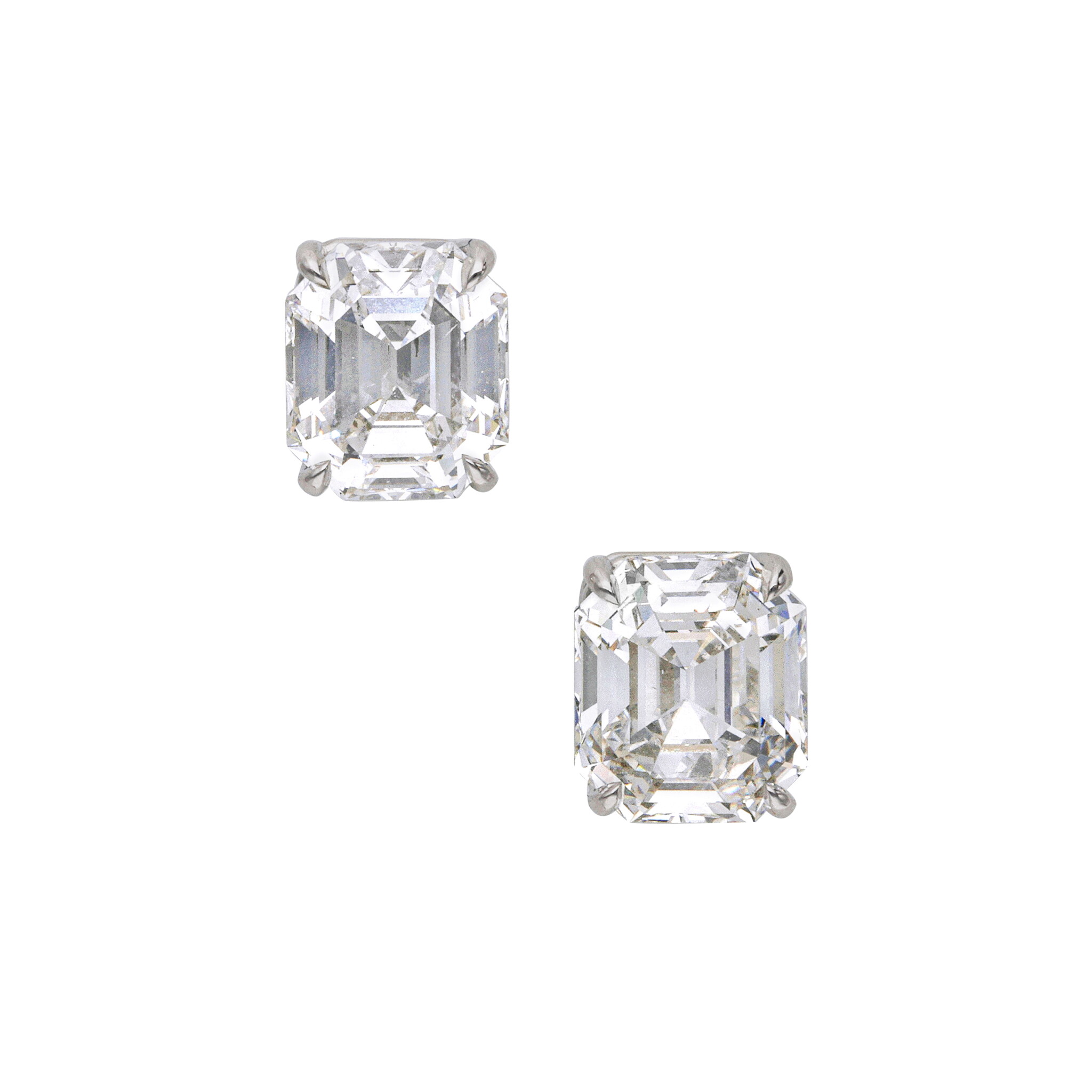 Platinum and 10.33ctw Emerald Cut Diamond Stud Earrings — view 1