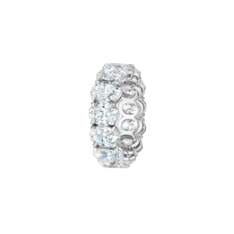 Platinum and 10.98ct Oval Cut Diamond Eternity Band Ring