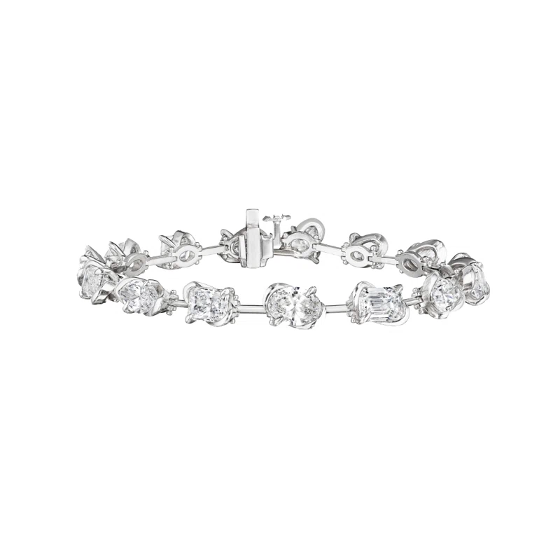 Platinum and 11.31ctw Fancy Cut Diamond Line Bracelet
