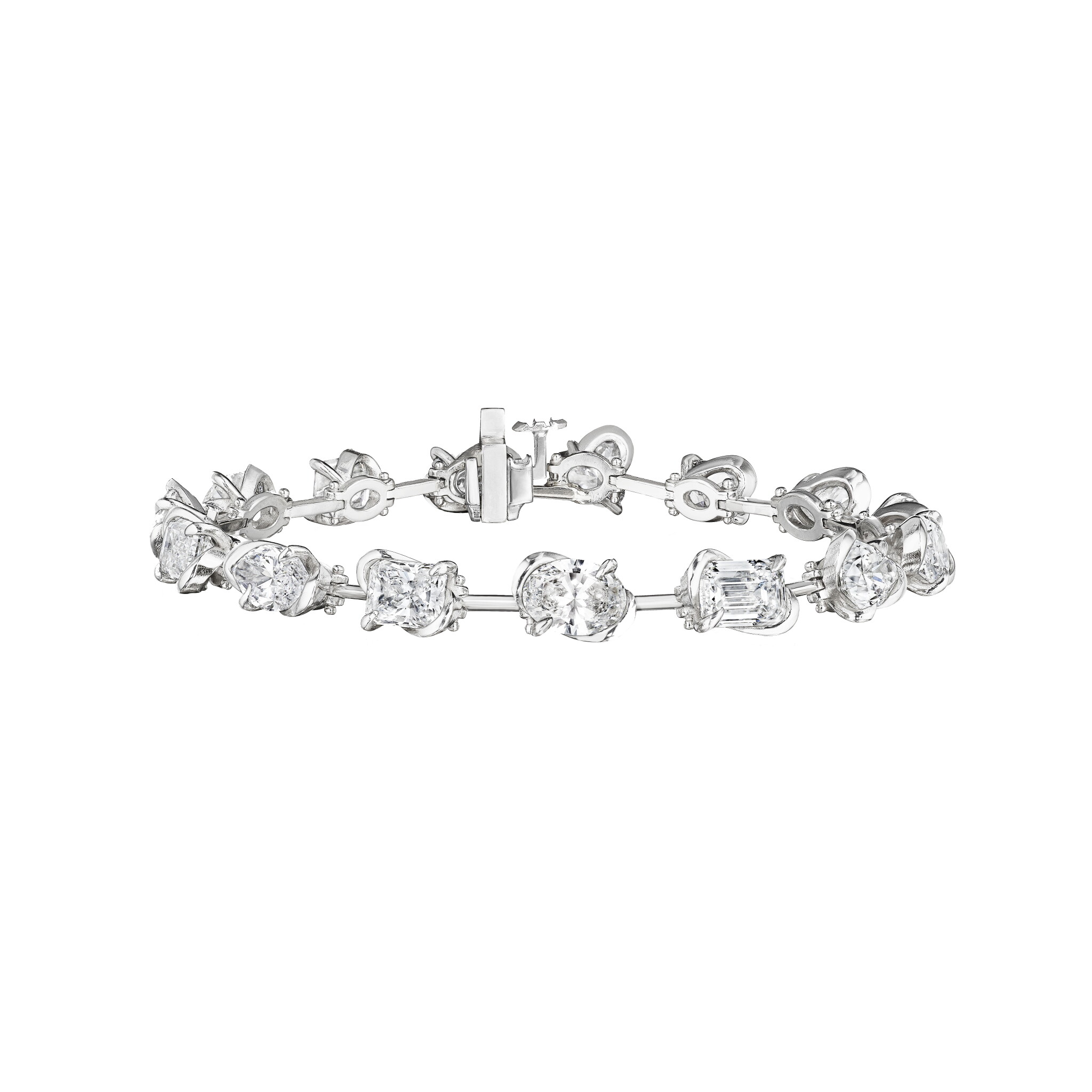 Platinum and 11.31ctw Fancy Cut Diamond Line Bracelet  — view 1
