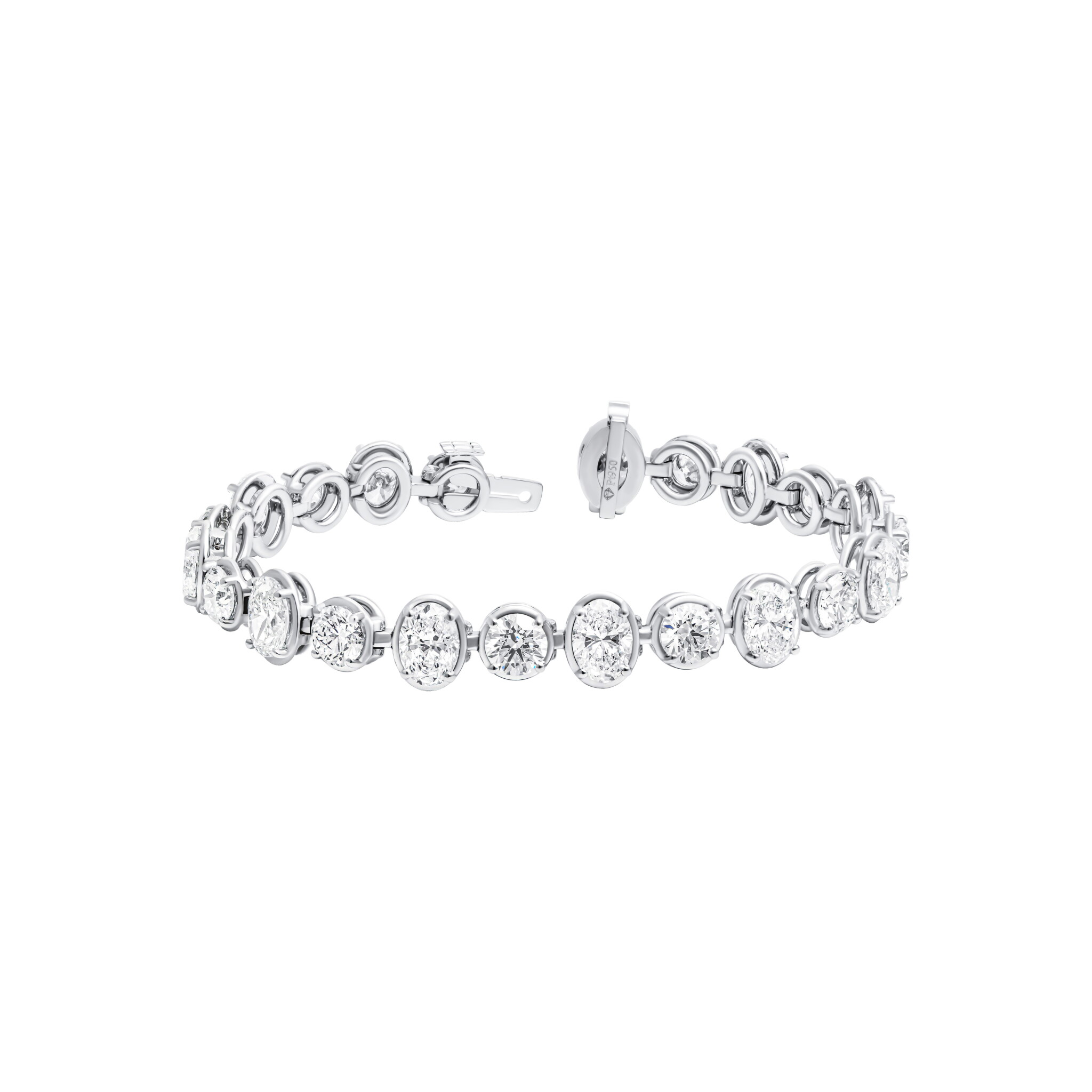 Platinum and 13.26ctw Oval and Round Brilliant Cut Diamond Tennis Bracelet — view 1