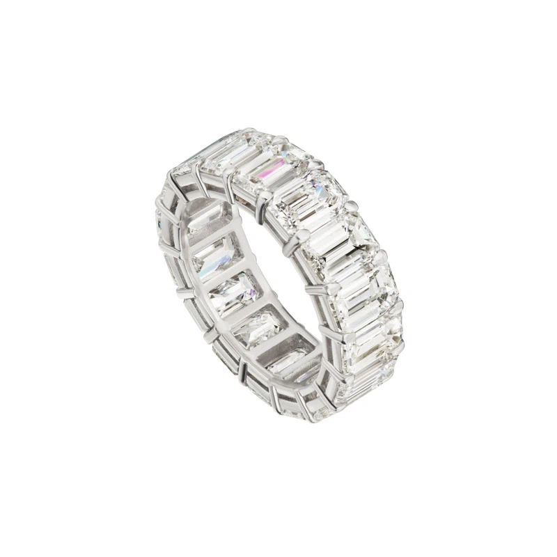 Platinum and 14.00ct Emerald Cut Diamond Eternity Band Ring