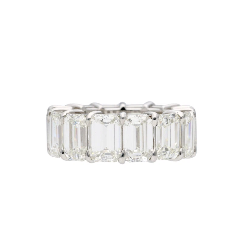 Platinum and 14.55ctw Emerald Cut Diamond Eternity Band Ring