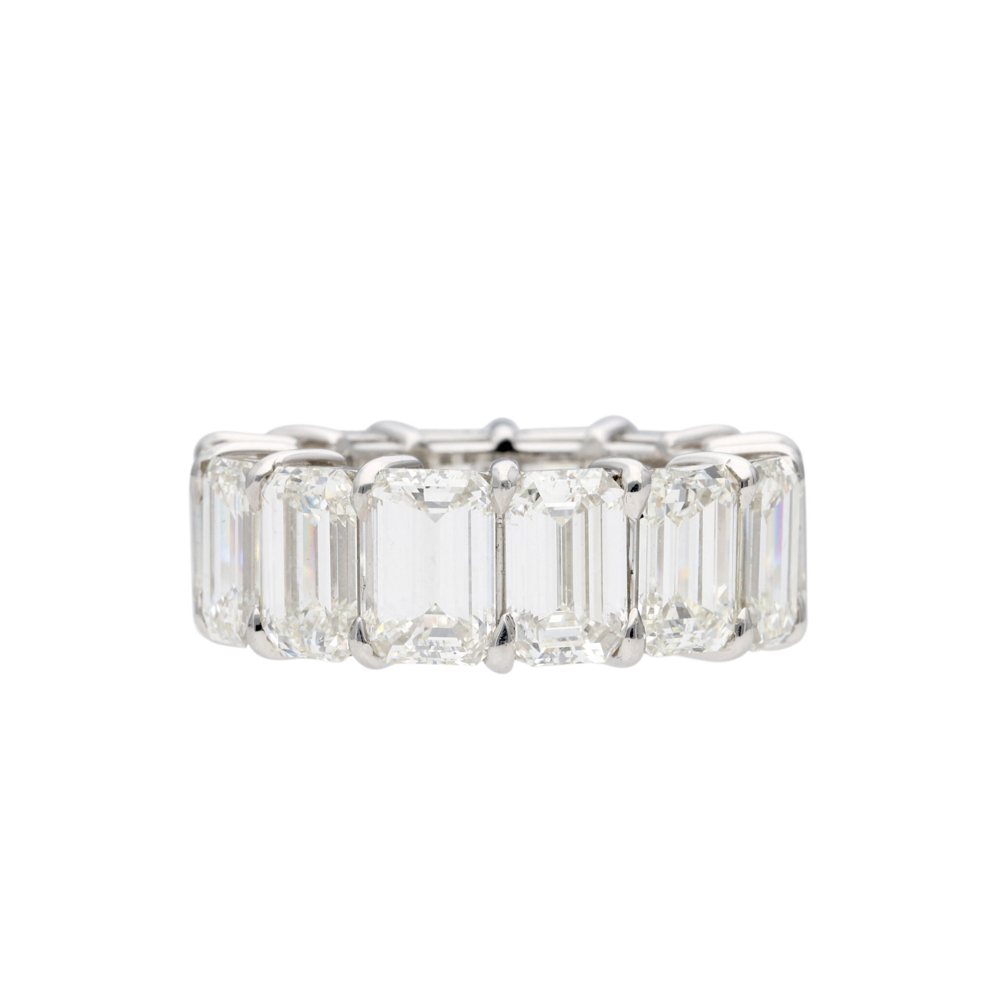 Platinum and 14.55ctw Emerald Cut Diamond Eternity Band Ring — view 1