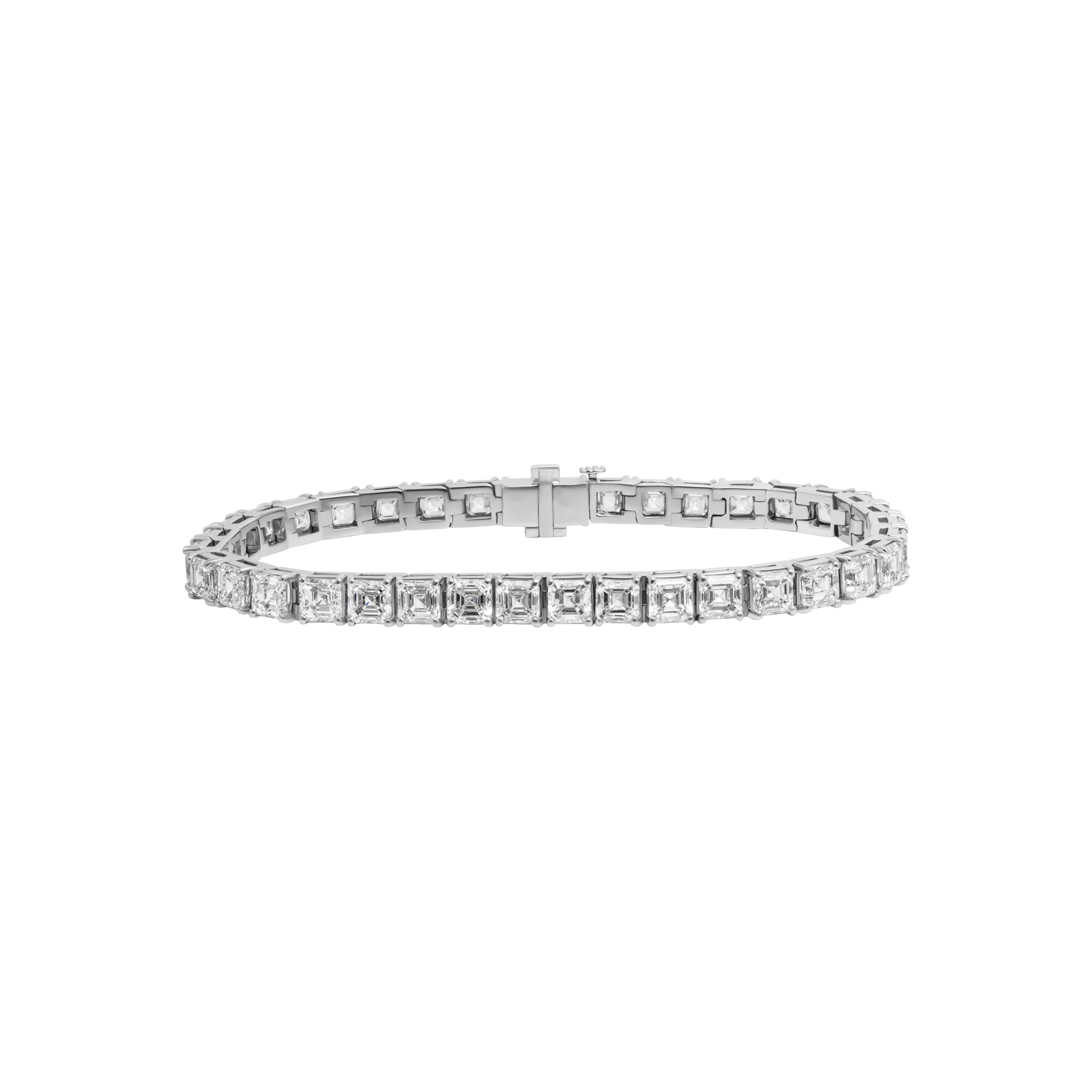 Platinum and 19.32ctw Asscher Cut Diamond Tennis Bracelet — view 1