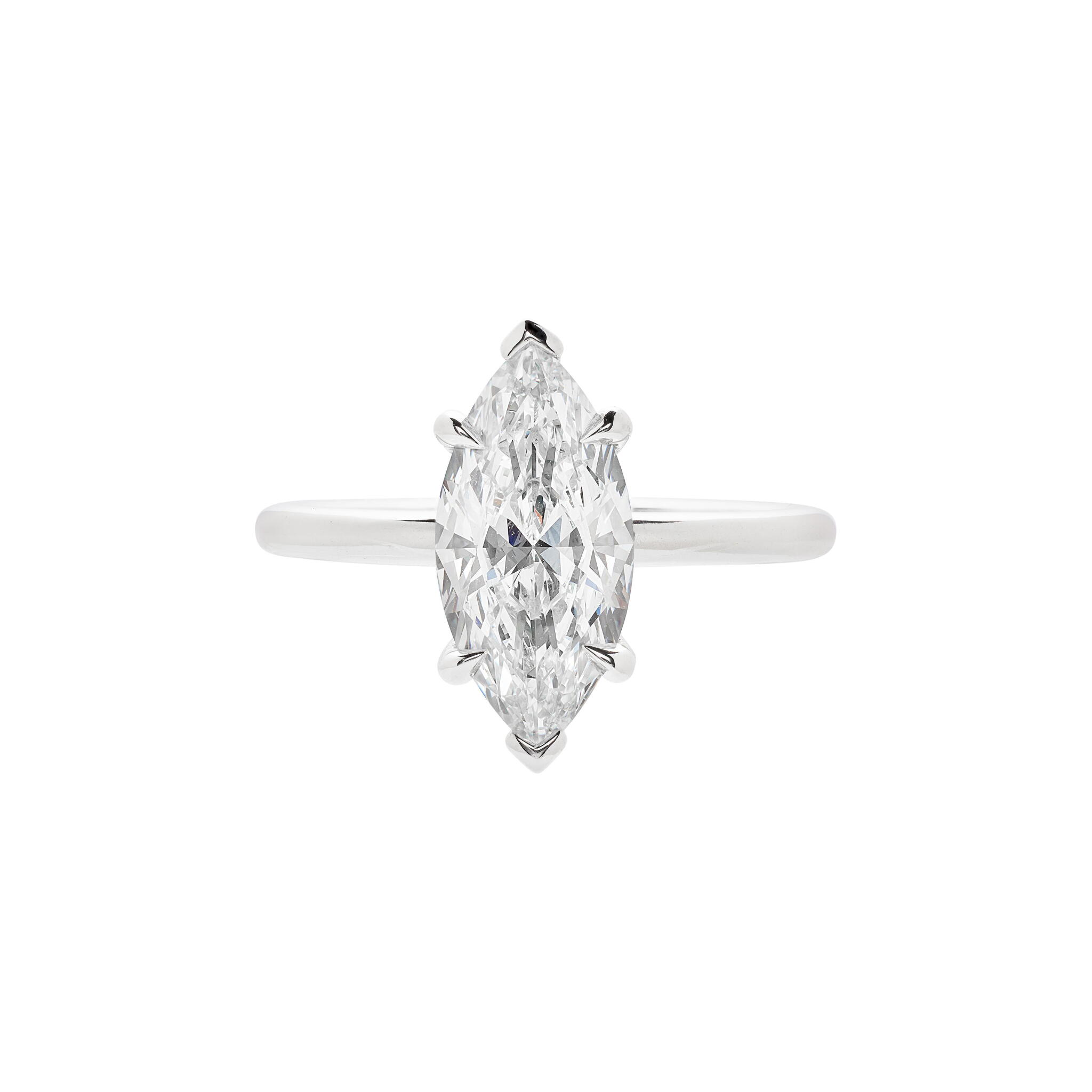 Platinum and 2.00ct Marquise Cut Diamond Engagement Ring — view 1