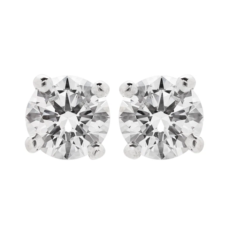 Platinum and 2.01ctw Round Brilliant Cut Diamond Stud Earrings