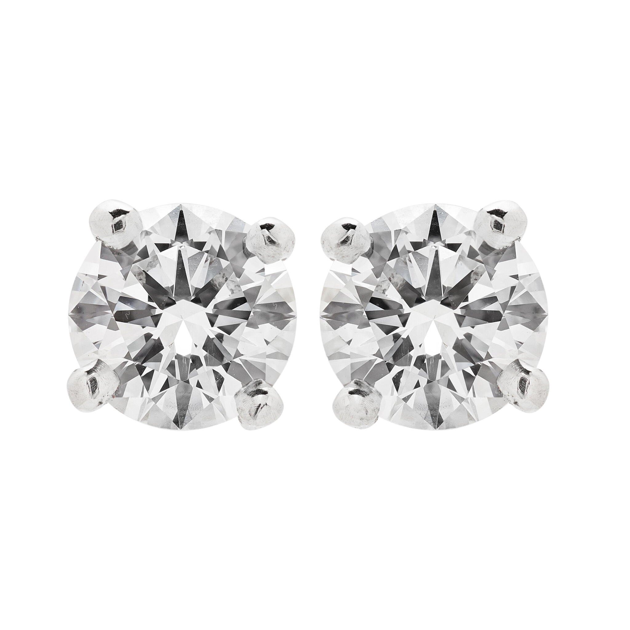 Platinum and 2.01ctw Round Brilliant Cut Diamond Stud Earrings — view 1