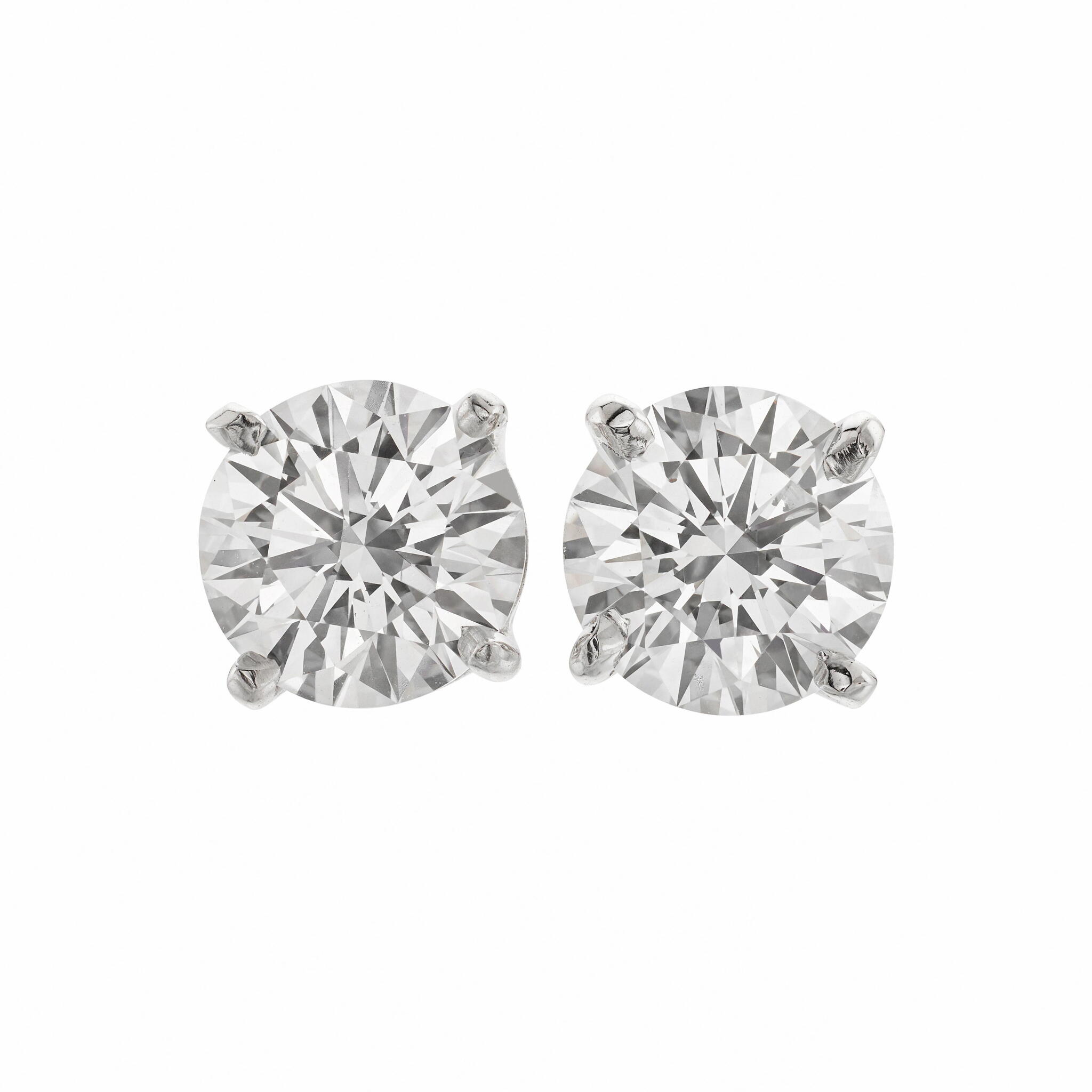 Platinum and 2.11ctw Round Brilliant Cut Diamond Stud Earrings — view 1