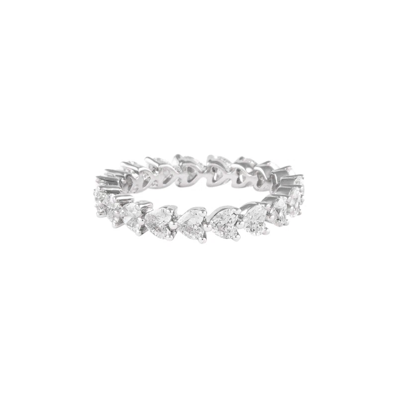 Platinum and 2.15ctw Heart Shape Diamond Eternity Band Ring