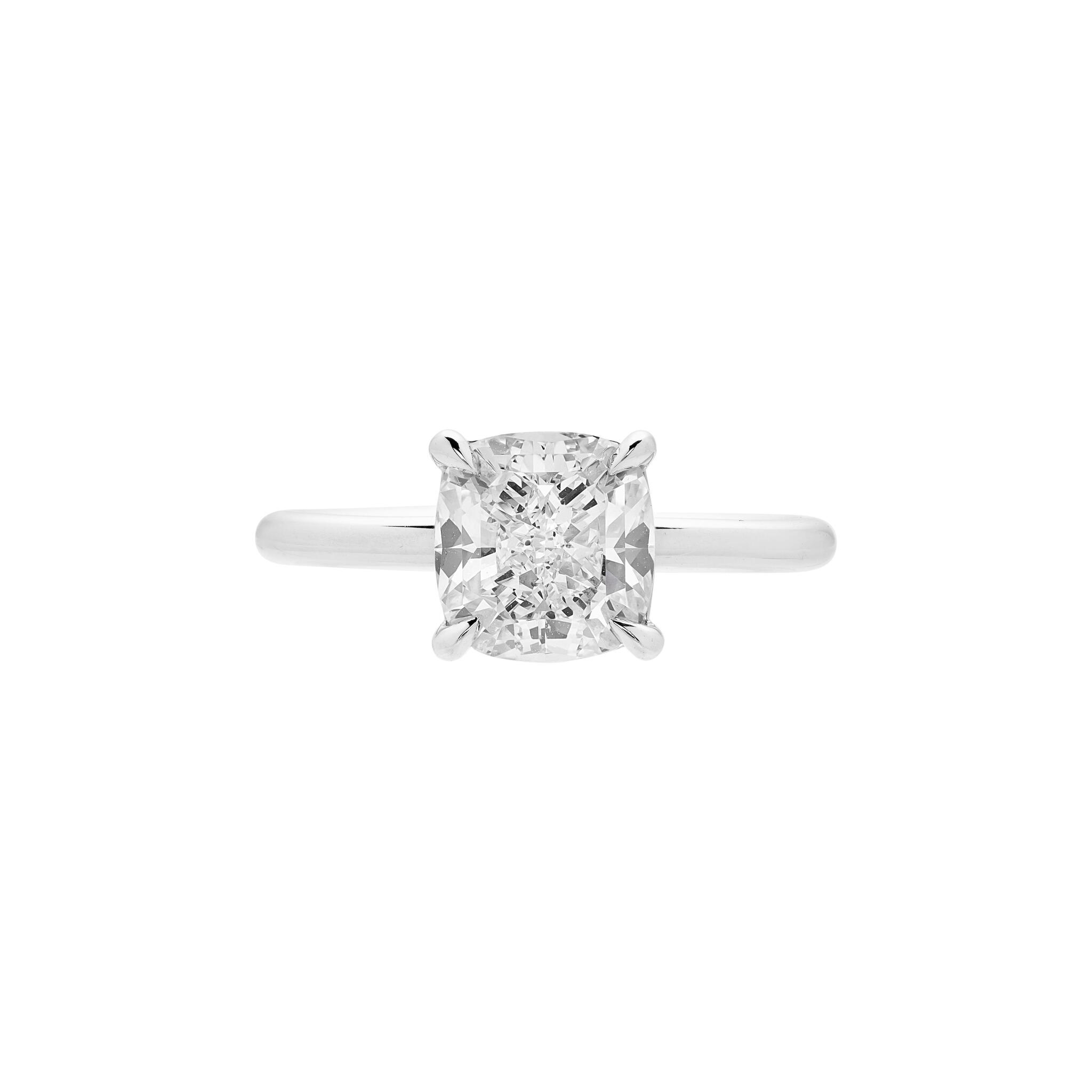 Platinum and 2.50ct Cushion Cut Diamond Engagement Ring — view 1