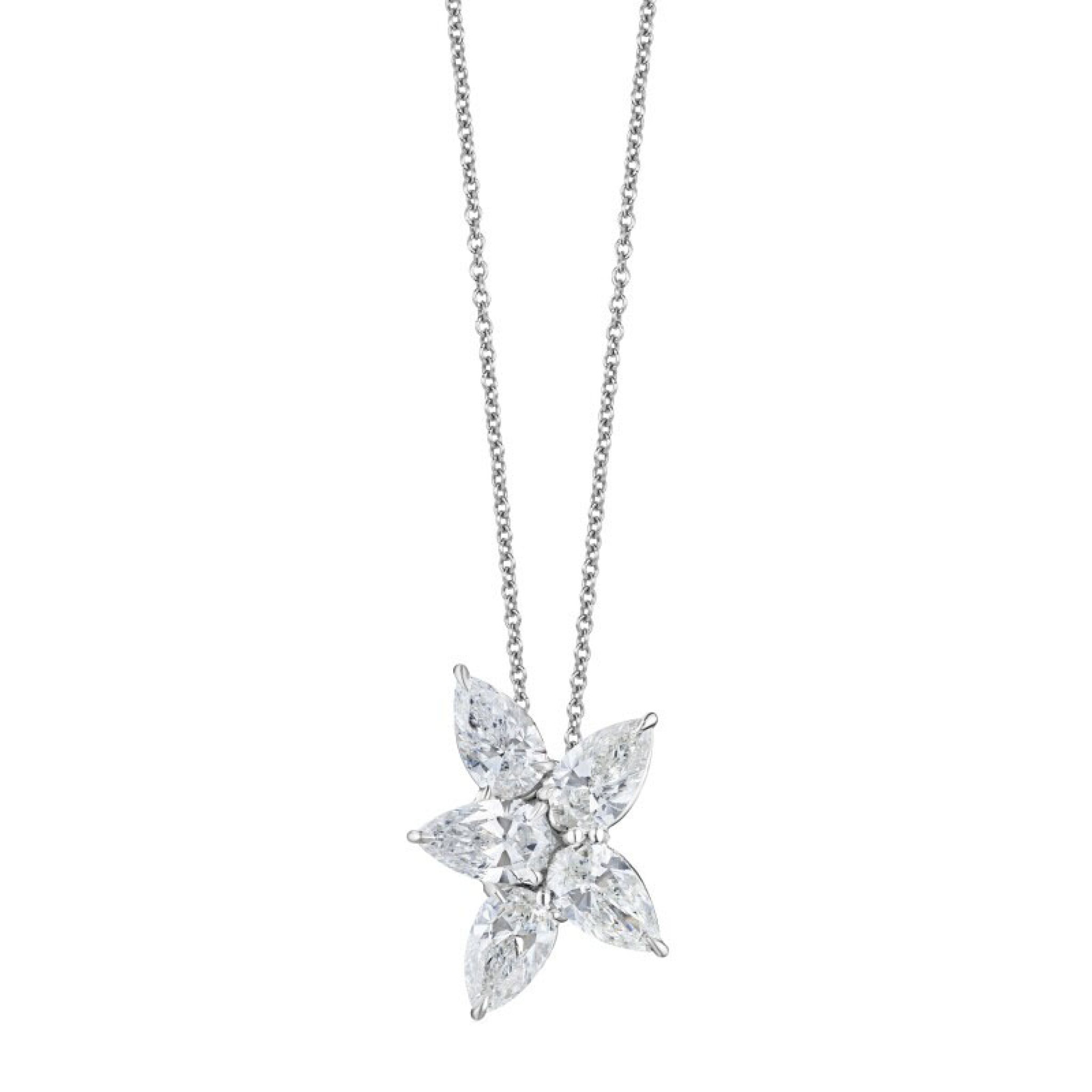 Platinum and 2.50ctw Diamond Cluster Pendant Necklace — view 1