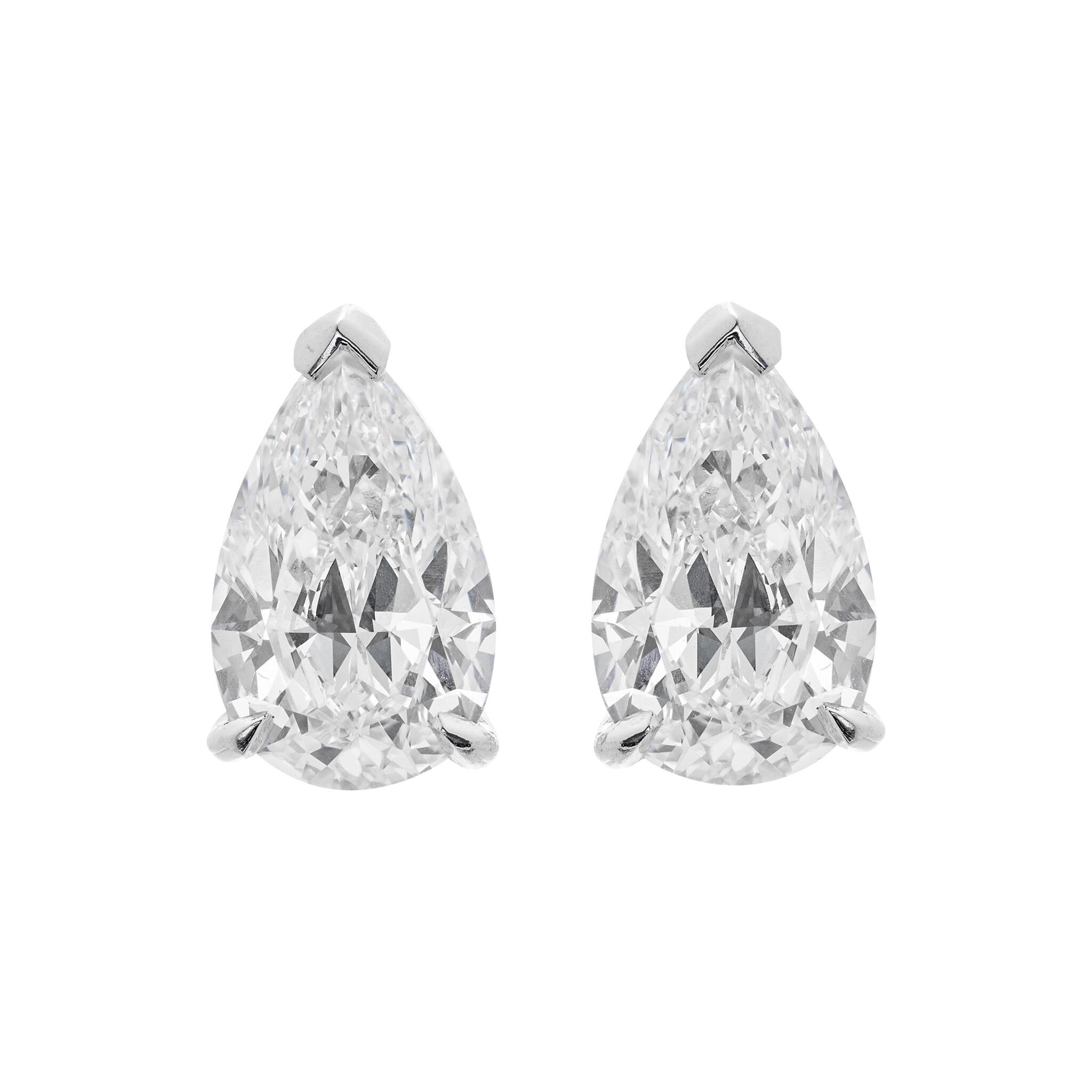 Platinum and 2.54ctw Pear Shape Diamond Stud Earrings — view 1