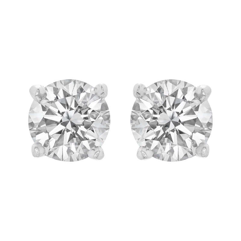 Platinum and 2.65ctw Round Brilliant Cut Diamond Stud Earrings
