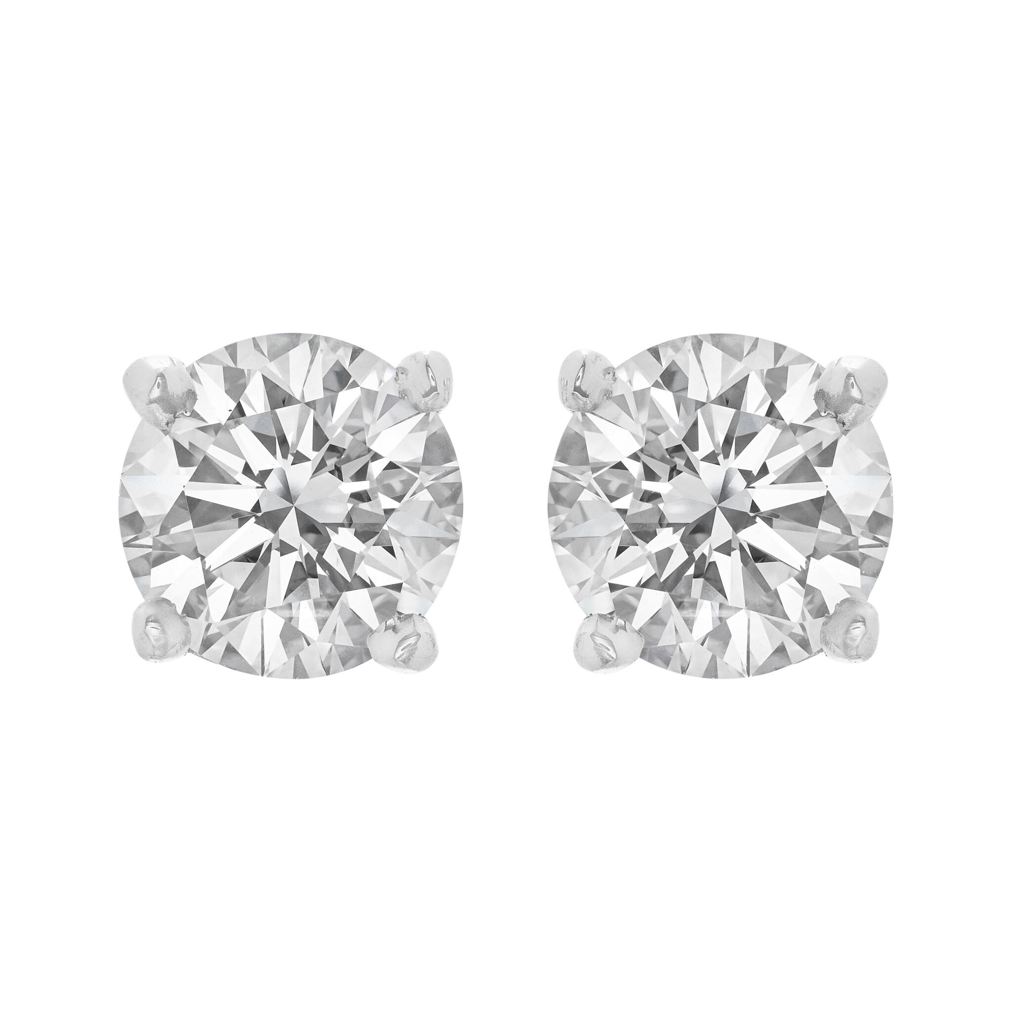 Platinum and 2.65ctw Round Brilliant Cut Diamond Stud Earrings — view 1