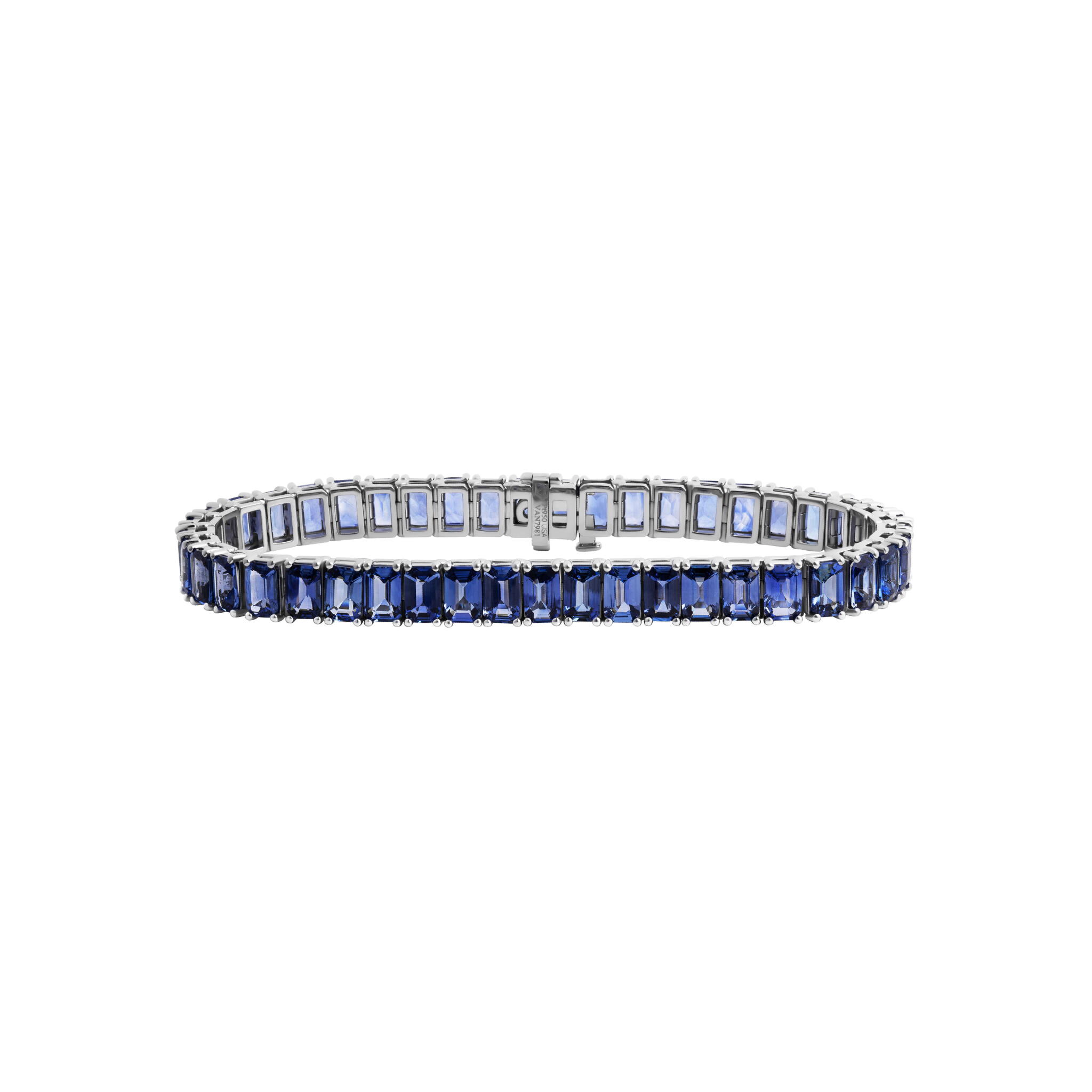 Platinum and 21.50ctw Sapphire Tennis Bracelet — view 1