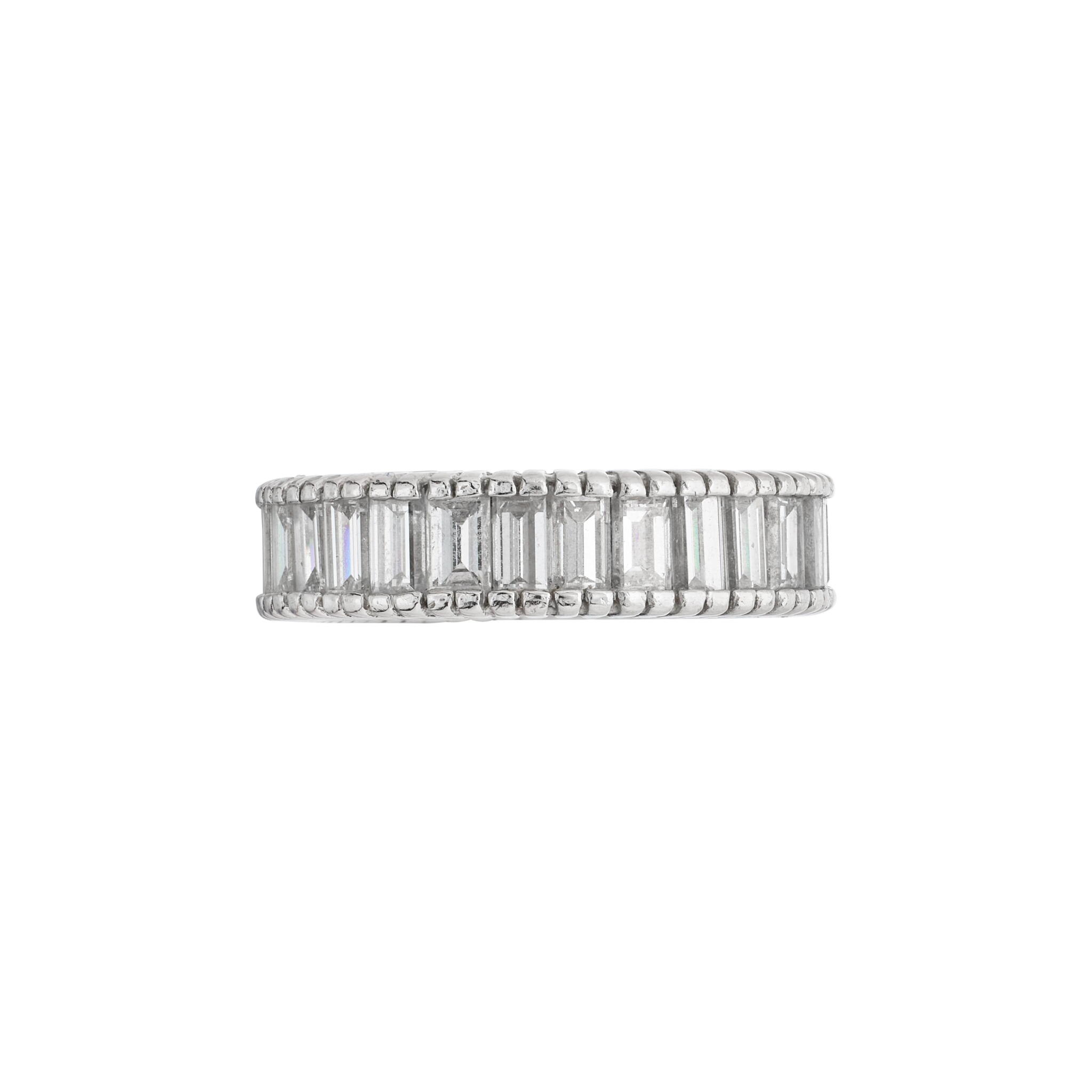 Platinum and 3.00ctw Baguette Cut Diamond Eternity Band Ring — view 1