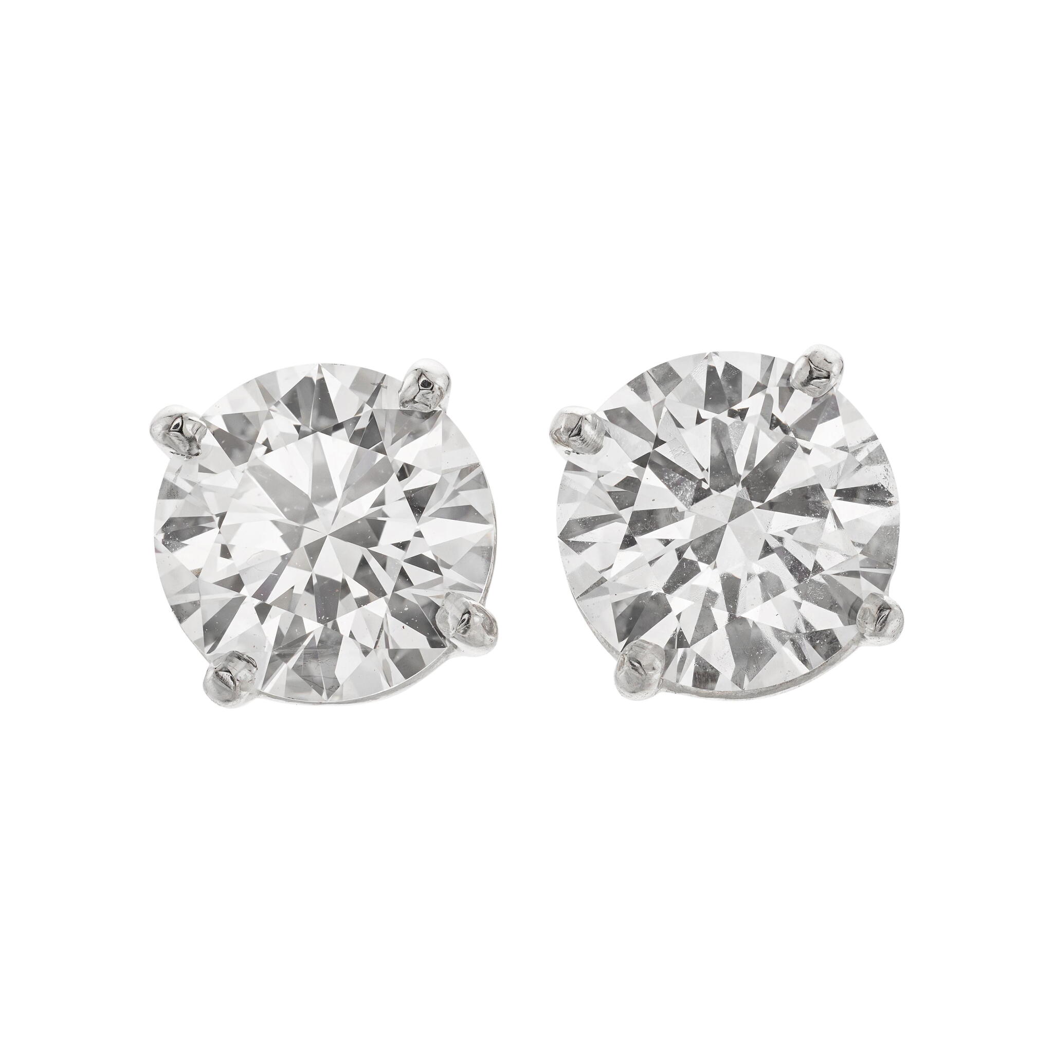 Platinum and 3.01ctw Round Brilliant Cut Diamond Stud Earrings — view 1